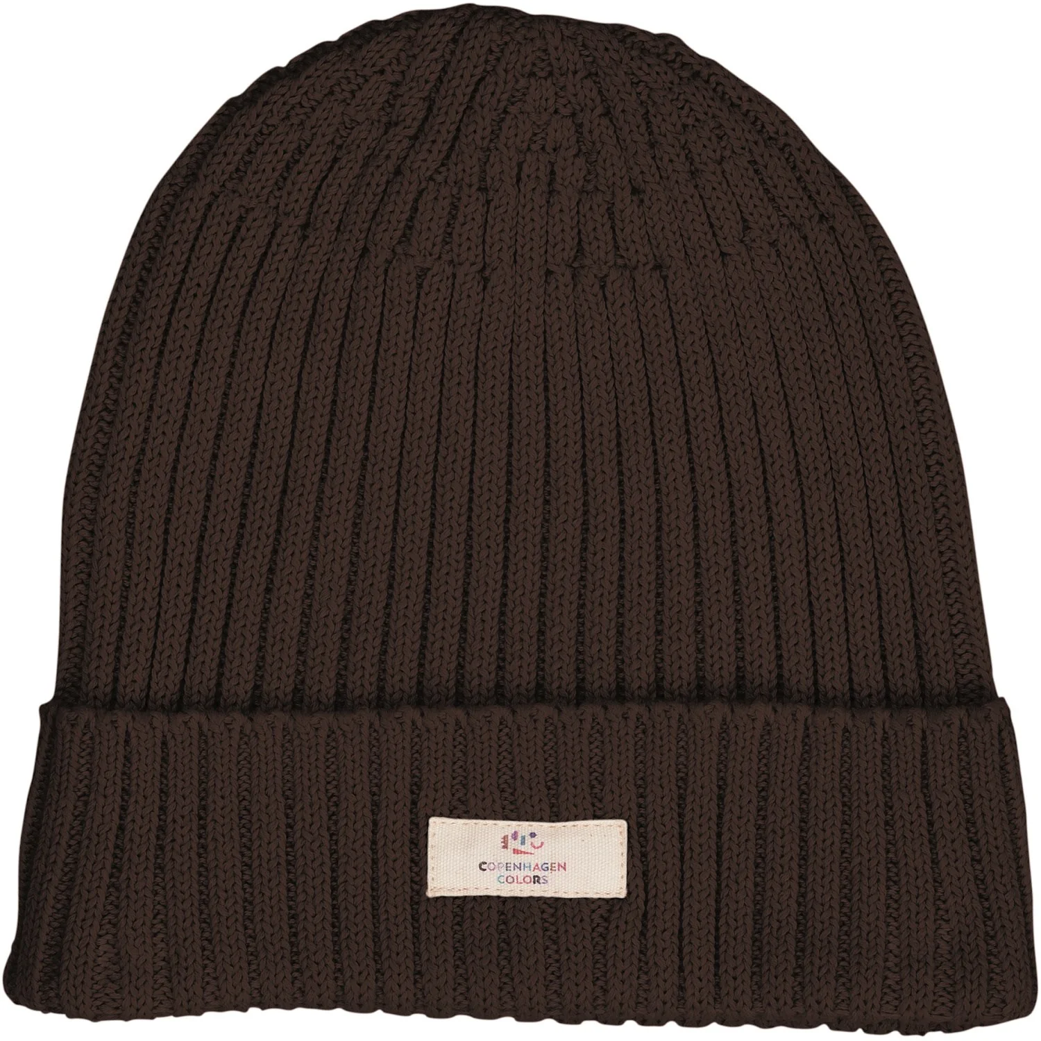 COPENHAGEN COLORS Dk Brown Bomuld Strikket Classic Beanie - Image 2