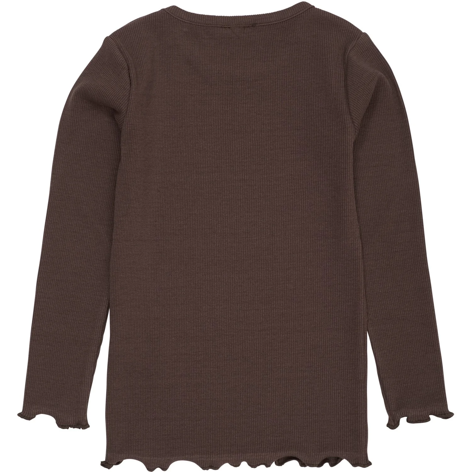 COPENHAGEN COLORS Dk Brown Modal Rib Ls Tee W. Heart Hole Pattern - Image 2