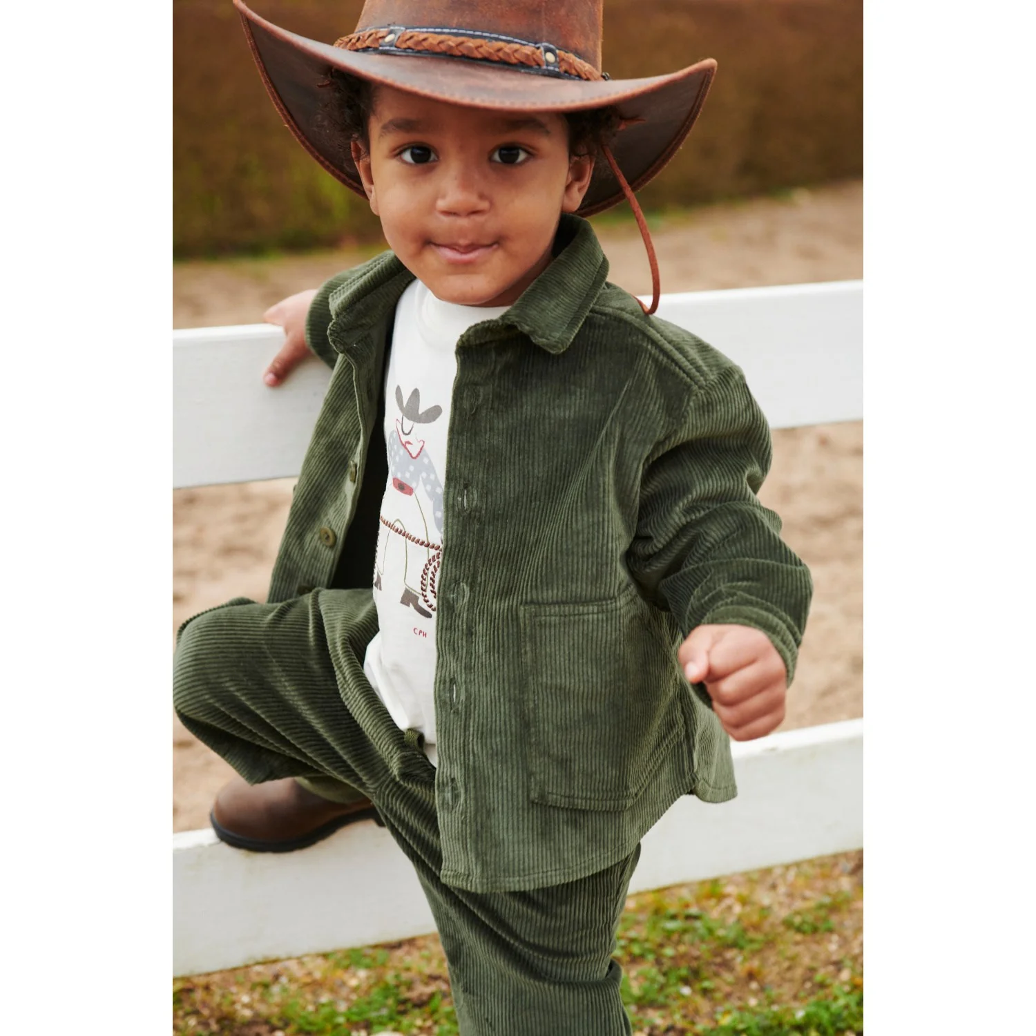 COPENHAGEN COLORS Dk Green Corduroy Overshirt - Image 2