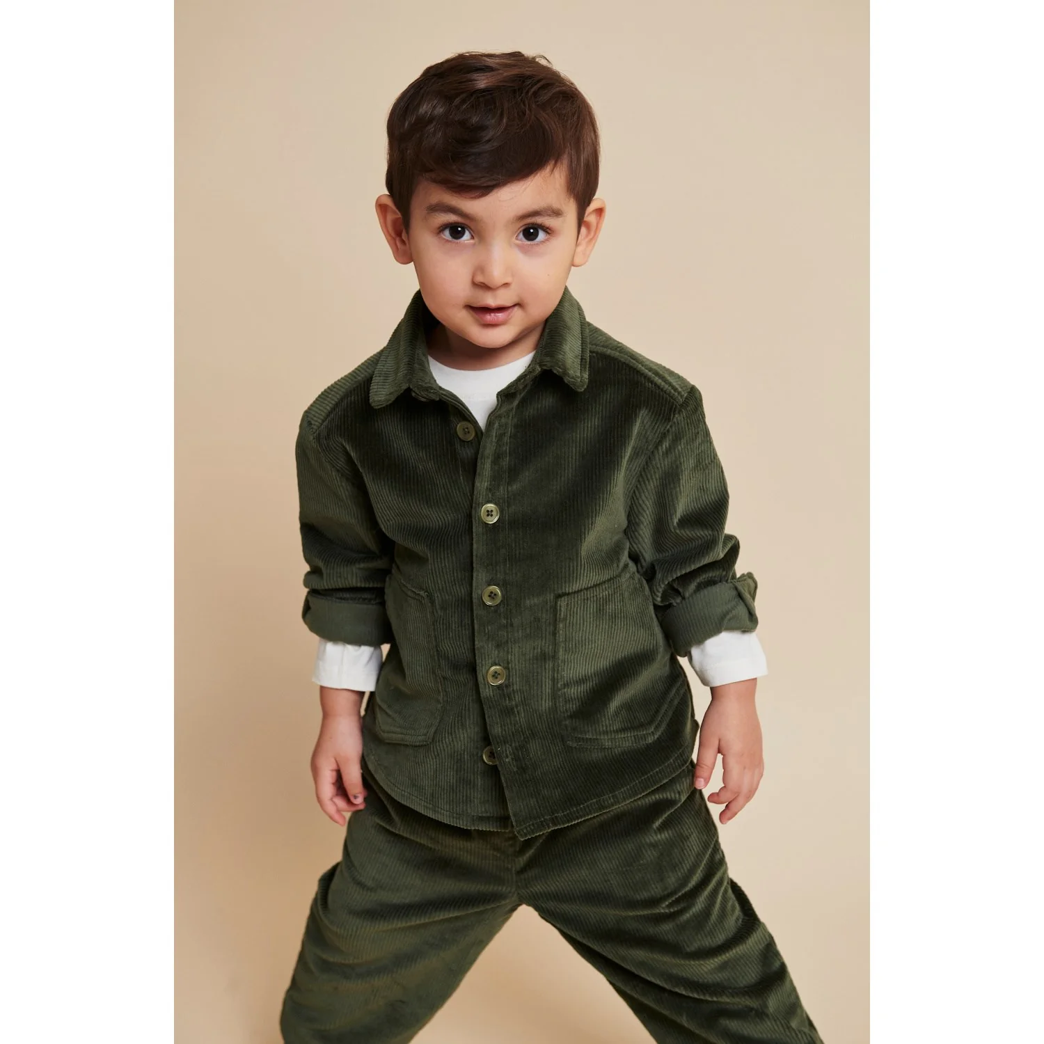 COPENHAGEN COLORS Dk Green Corduroy Overshirt - Image 7