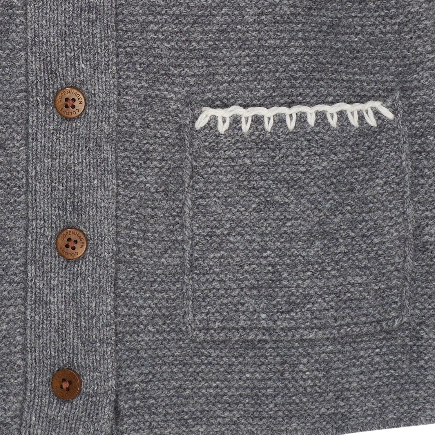 COPENHAGEN COLORS Dk Grey/Cream Comb. Lambswool Cardigan W. Krave - Image 6
