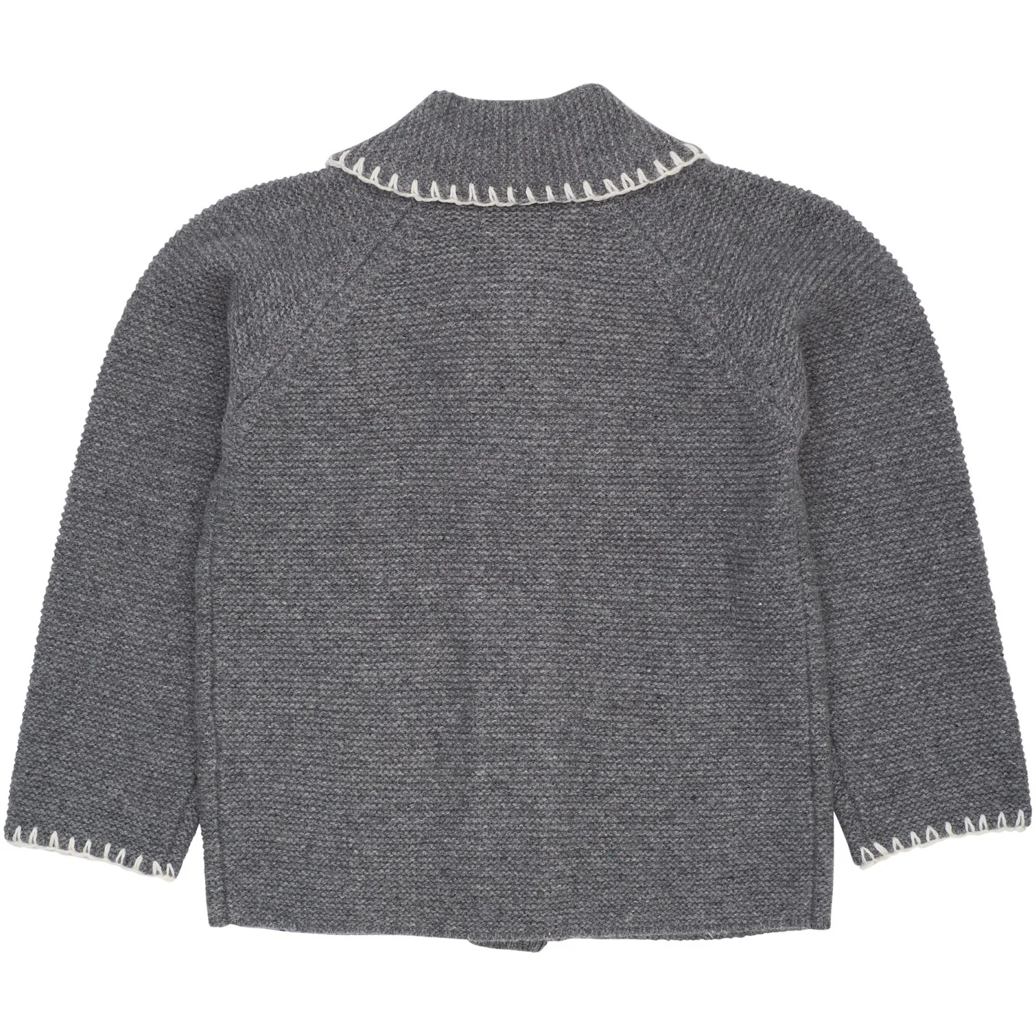COPENHAGEN COLORS Dk Grey/Cream Comb. Lambswool Cardigan W. Krave - Image 7