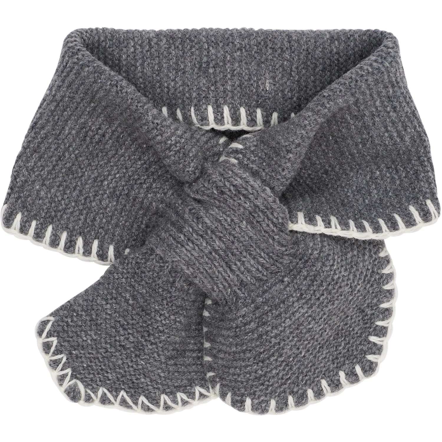 COPENHAGEN COLORS Dk Grey/Cream Comb. Lambswool Sløjfe Tørklæde