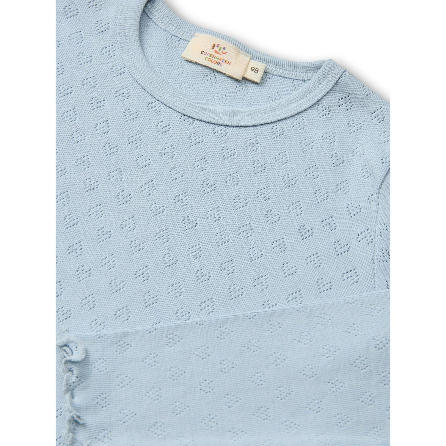 COPENHAGEN COLORS Dusty Blue Pointelle Heart Ls Tee - Image 2