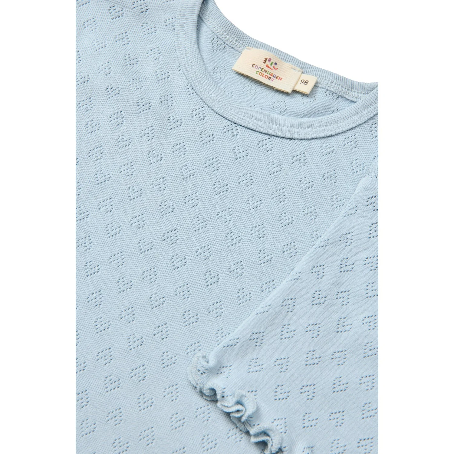 COPENHAGEN COLORS Dusty Blue Pointelle Heart T-Shirt - Image 2