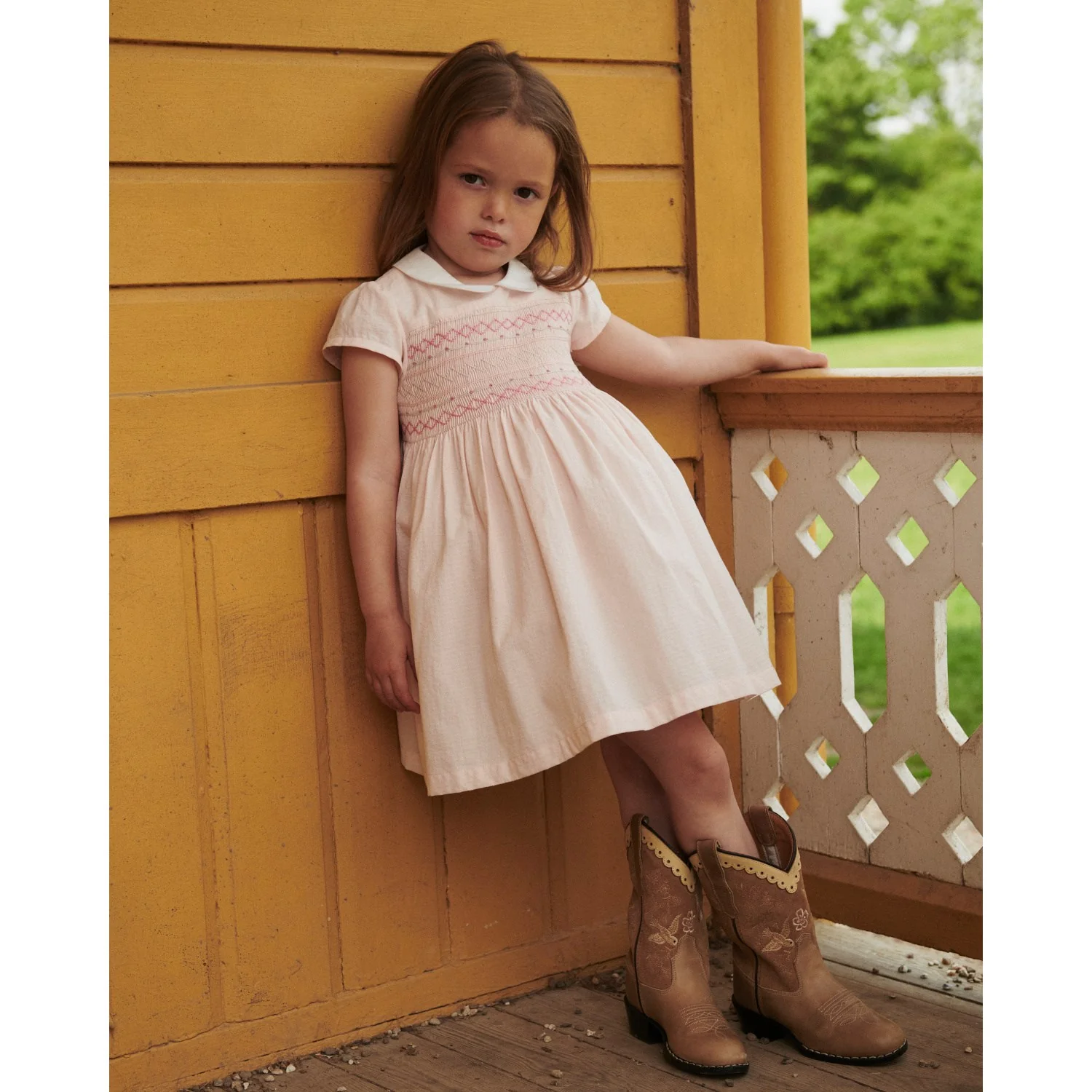 COPENHAGEN COLORS Dusty Rose Comb. Smock Kjole W. Emb. - Image 2