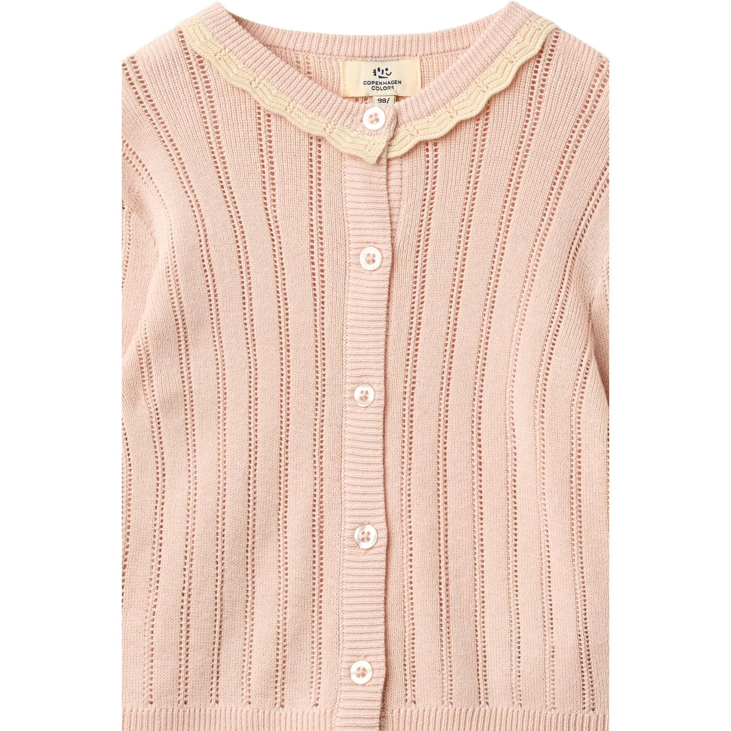 COPENHAGEN COLORS Dusty Rose Comb. Strikket Pointelle Cardigan - Image 2