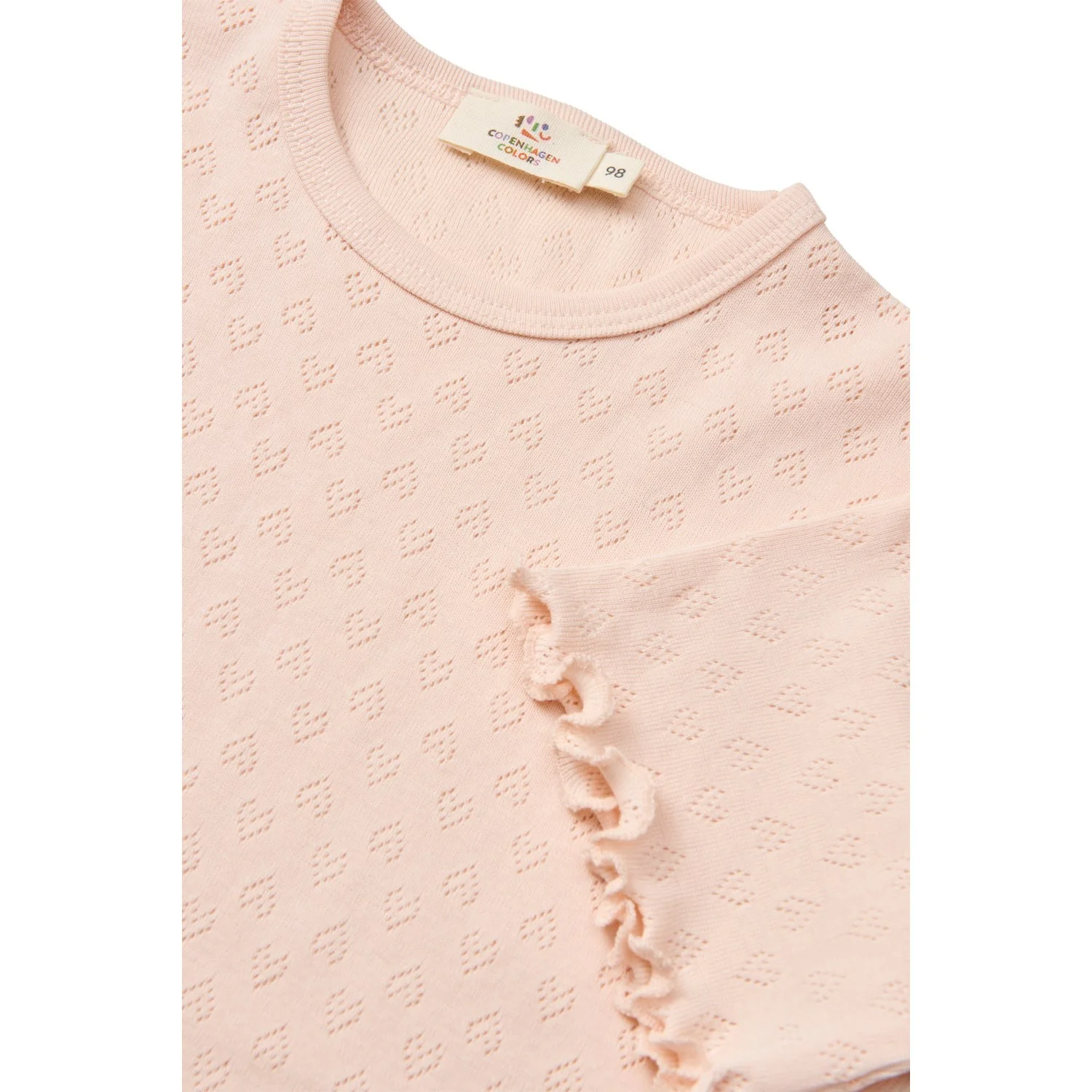 COPENHAGEN COLORS Dusty Rose Pointelle Heart T-Shirt - Image 2