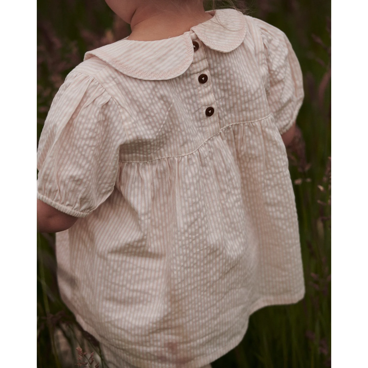 COPENHAGEN COLORS Dusty Rose W Cream Stripe Seersucker Bluse W. Krave - Image 7