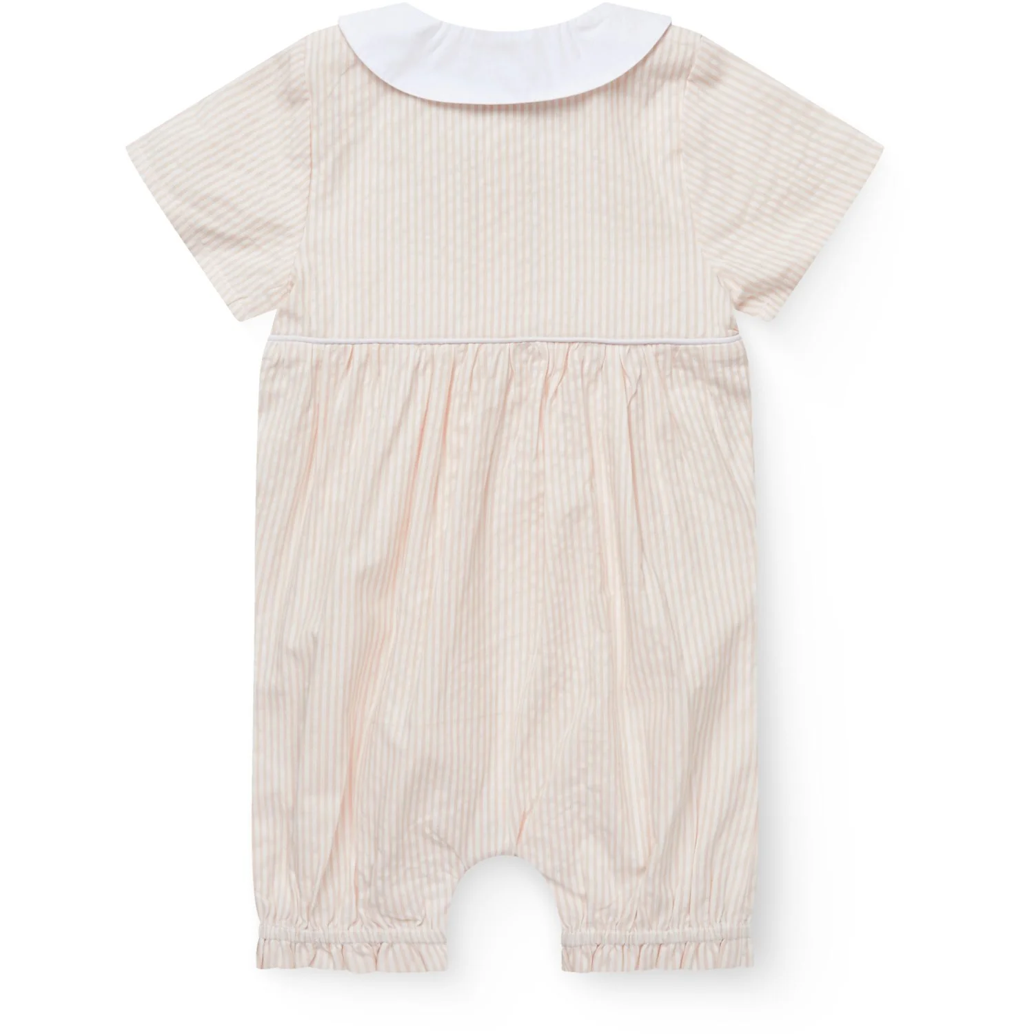 COPENHAGEN COLORS Dusty Rose W Cream Stripe Seersucker Romper W. Krave - Image 4