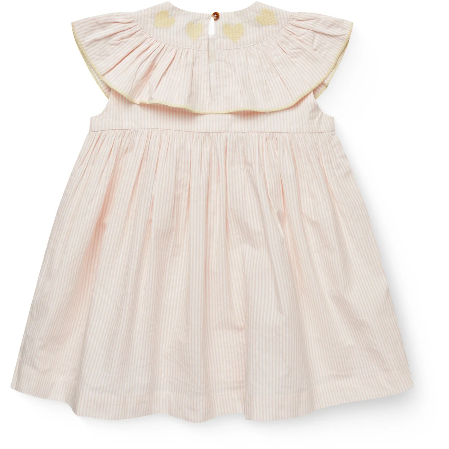 COPENHAGEN COLORS Dusty Rose W Cream Stripe W Yellow Seersucker Kjole W. Heart - Image 7