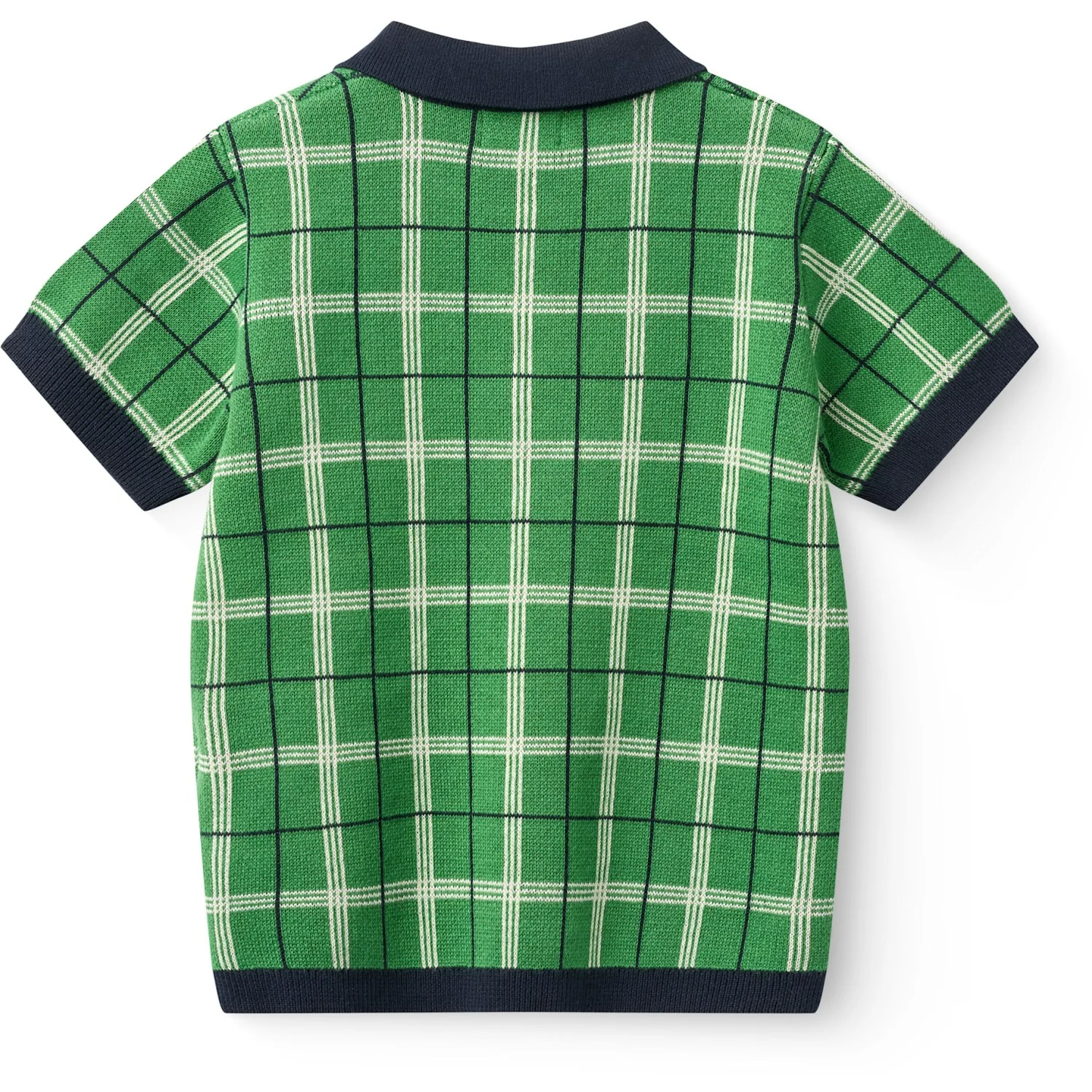 COPENHAGEN COLORS Green Comb. Strikket Checkered Polo - Image 5