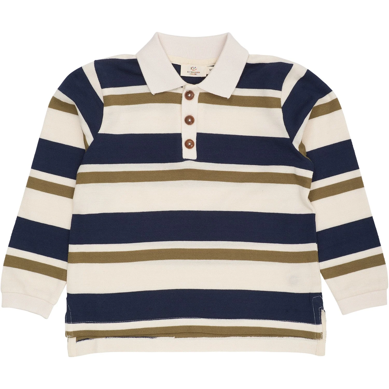 COPENHAGEN COLORS Green Combi Striped Pique Polo Bluse - Image 5