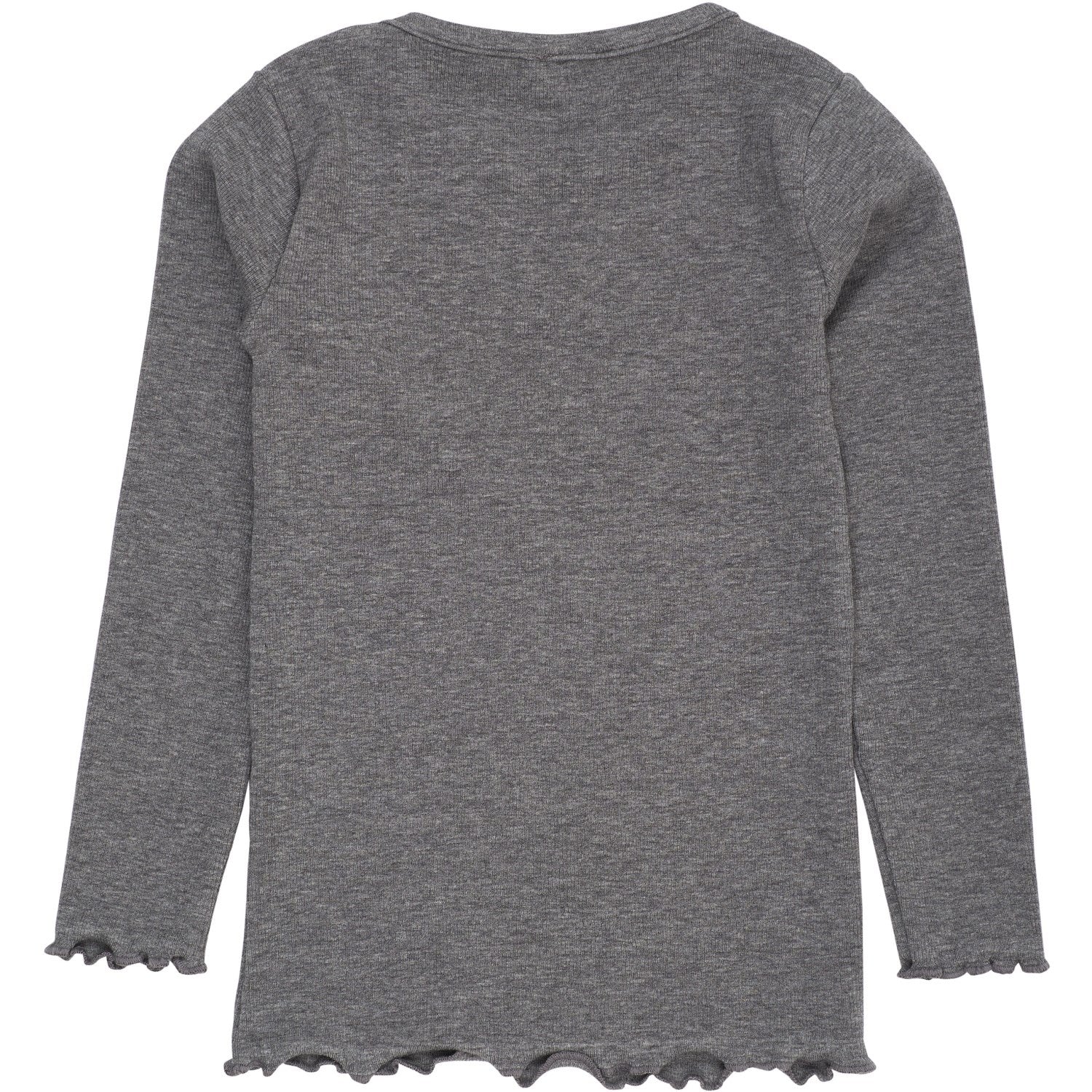 COPENHAGEN COLORS Grey Mel Modal Rib Ls Tee W. Heart Hole Pattern - Image 2