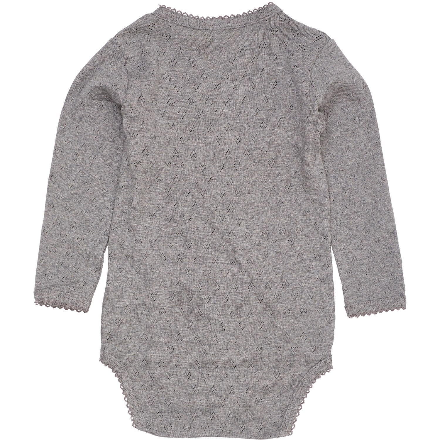 COPENHAGEN COLORS Grey Mel. Pointelle Heart Crossover Body Ls - Image 2