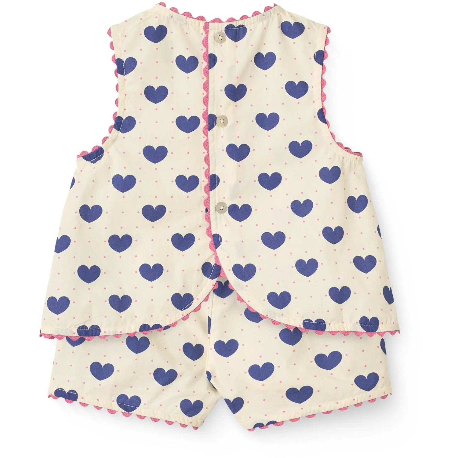 COPENHAGEN COLORS x Luksusbaby Heart Aop Ocean Heart and Dots Bluse m/Shorts Sæt - Image 2