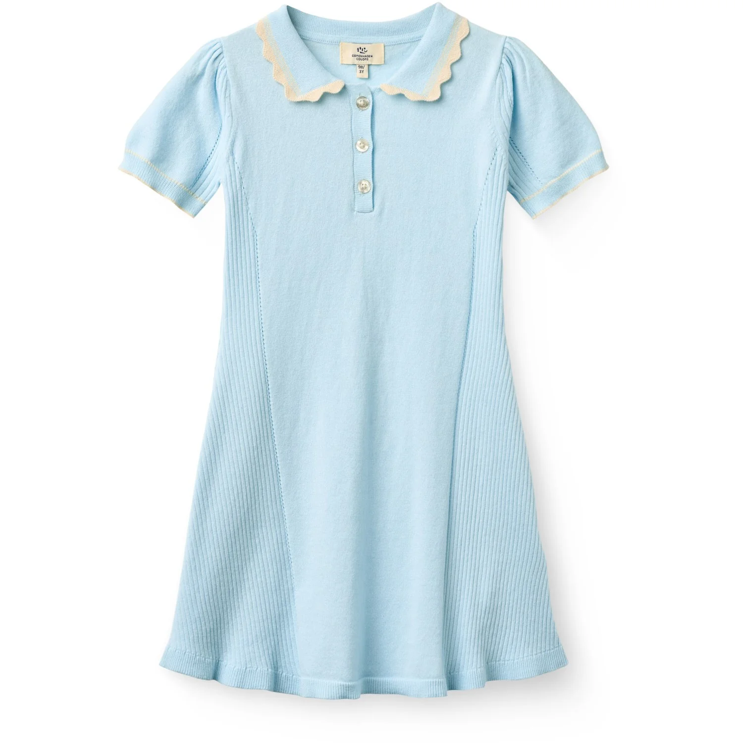 COPENHAGEN COLORS Ice Blue Comb Strikket Peplum Kjole
