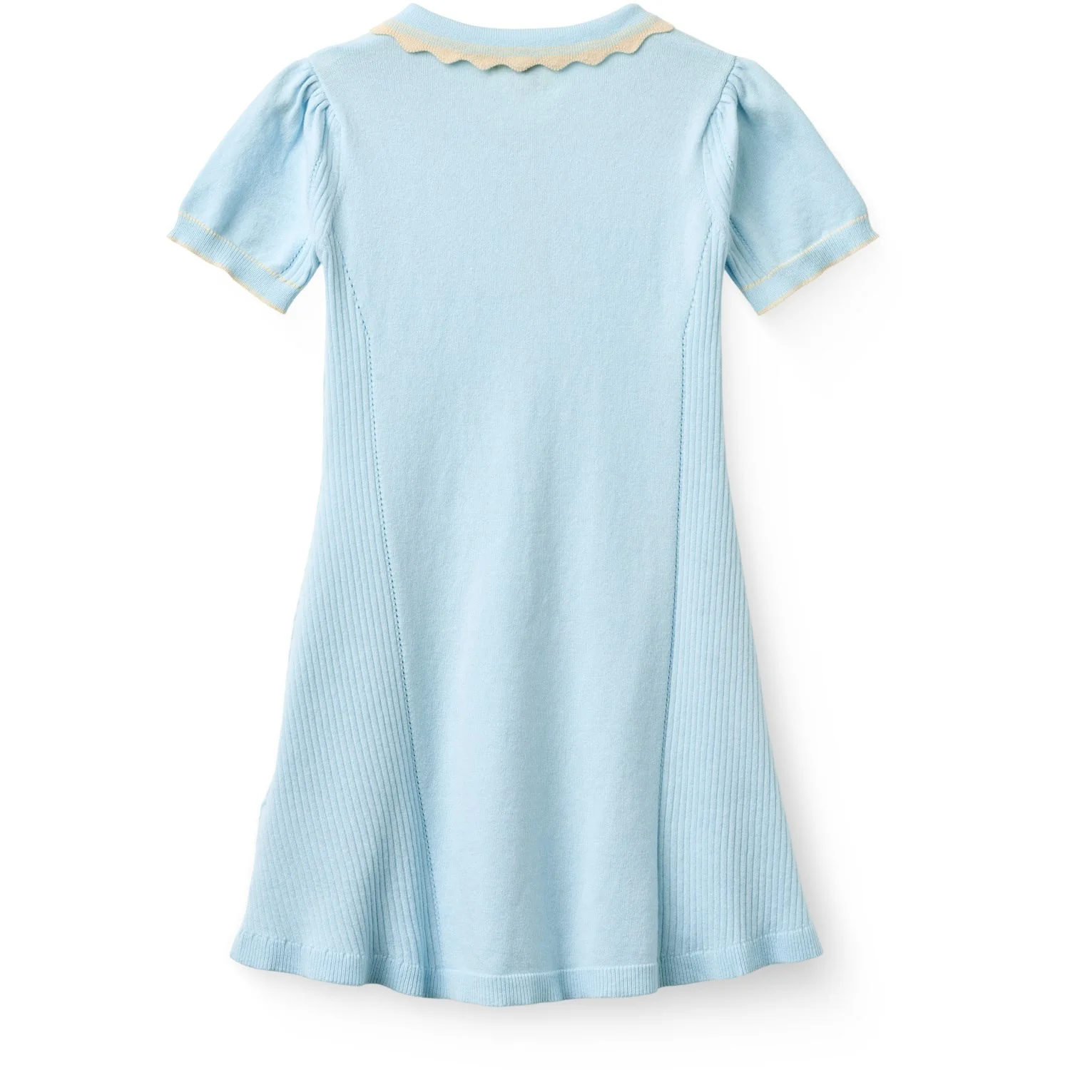 COPENHAGEN COLORS Ice Blue Comb Strikket Peplum Kjole - Image 5
