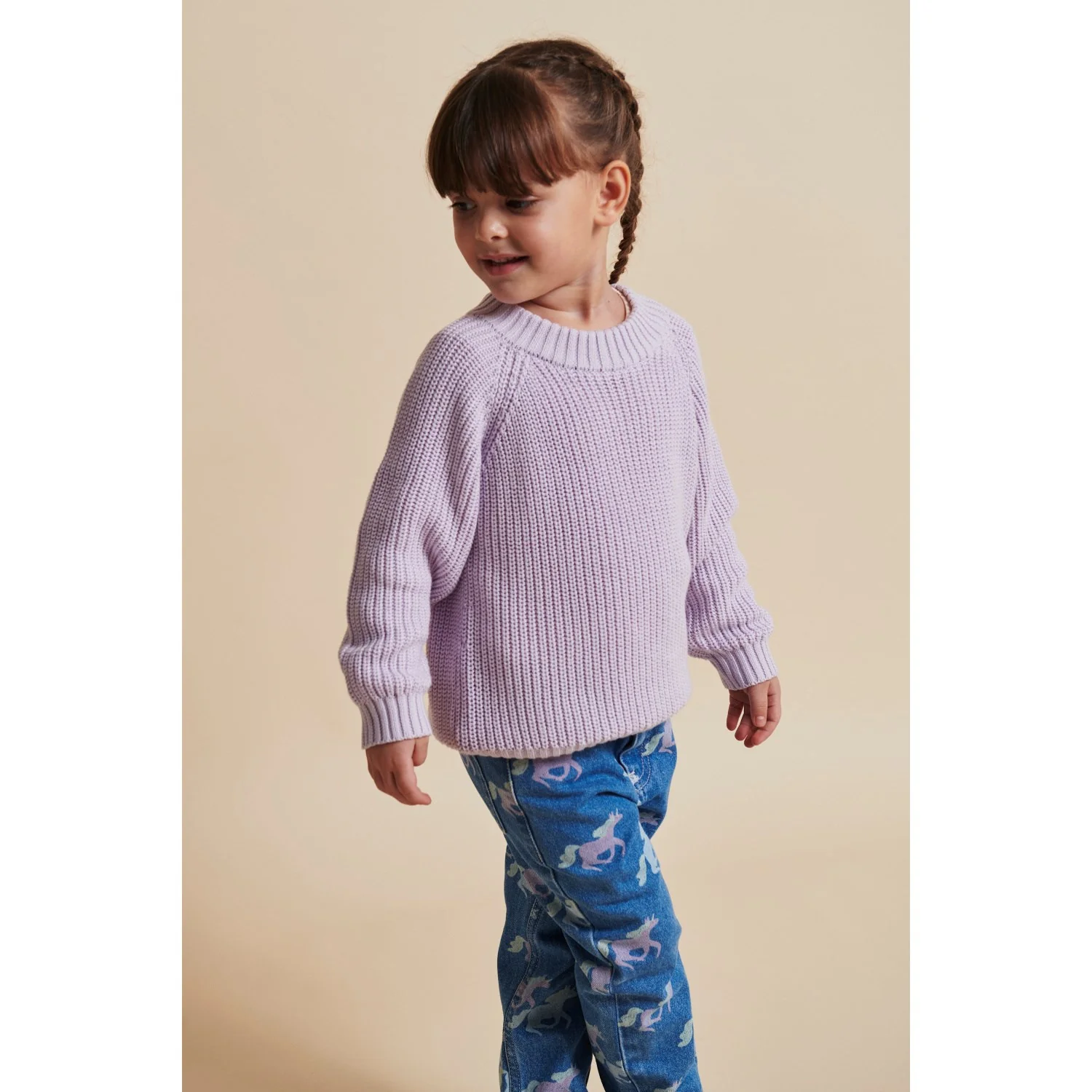 COPENHAGEN COLORS Lavender Strikket Classic Rib Bluse - Image 2