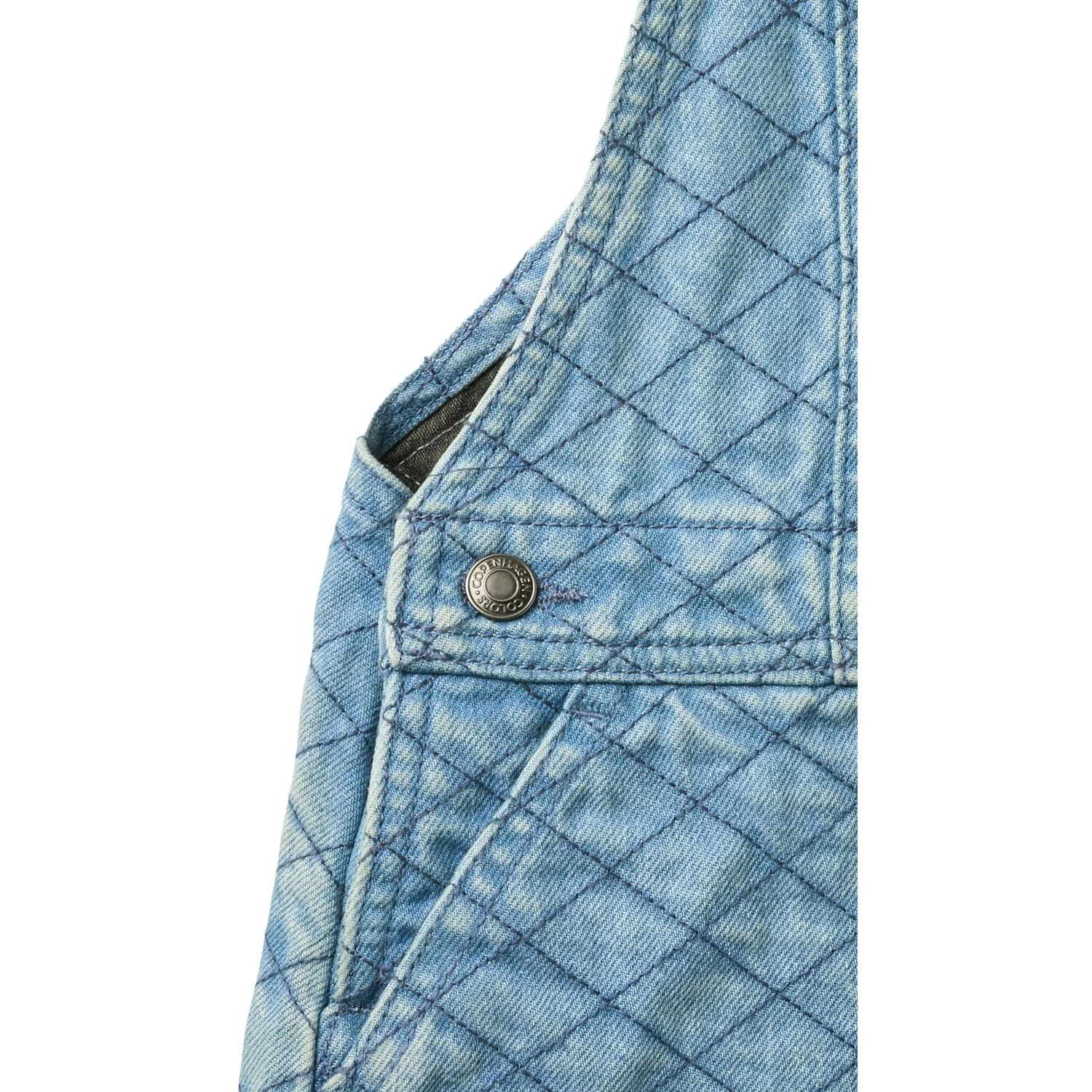 COPENHAGEN COLORS Lt. Washed Blue Quilt Organic Quiltet Denim Spencer Kjole - Image 7