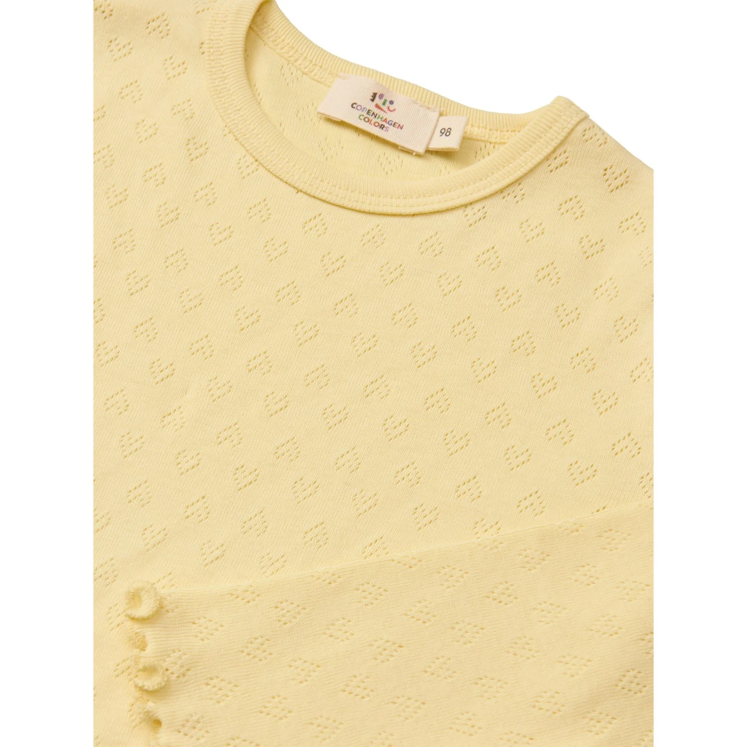 COPENHAGEN COLORS Lt. Yellow Pointelle Heart Ls Tee - Image 2