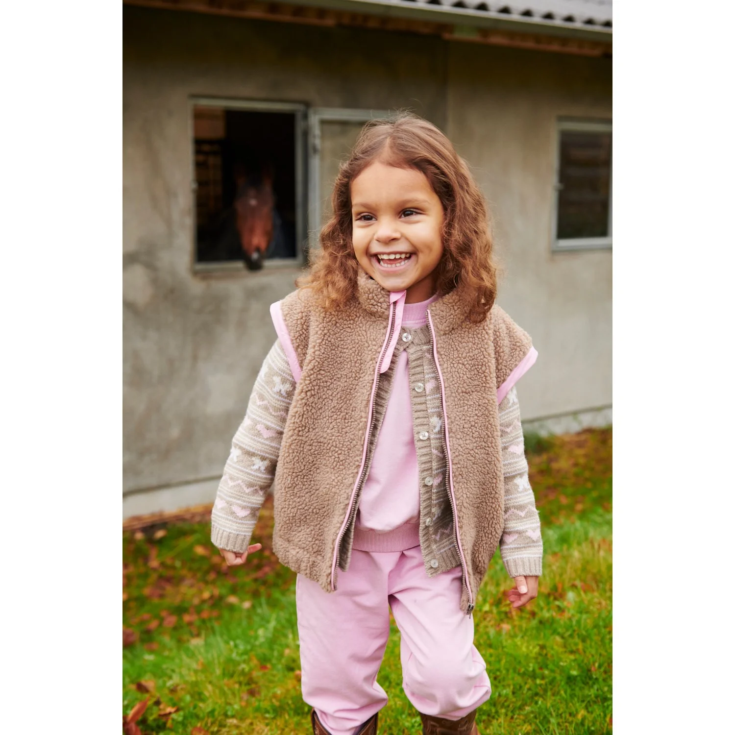 COPENHAGEN COLORS Natural/Pink Comb. Bamse Jakke W. Removable Ærmer - Image 3