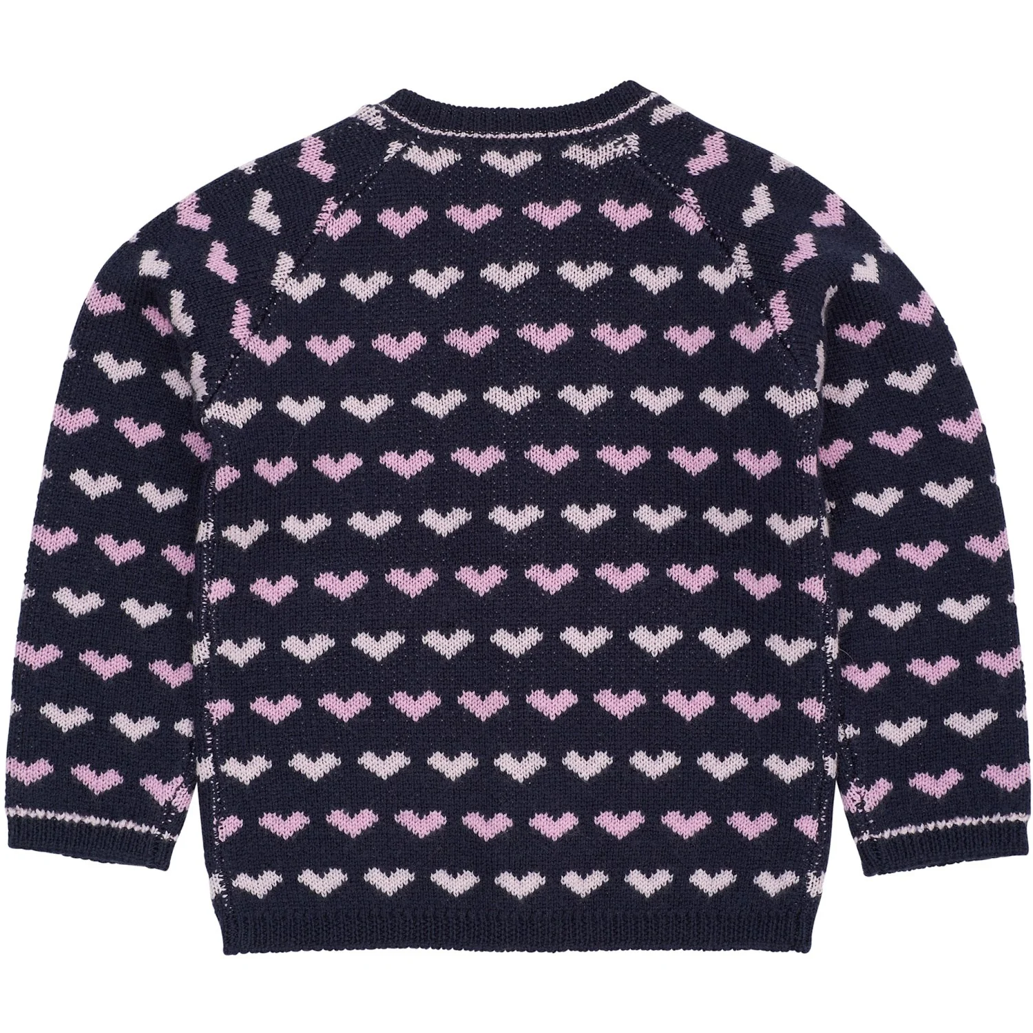 COPENHAGEN COLORS Navy/Bubblegum Comb Merino Heart Cardigan - Image 5