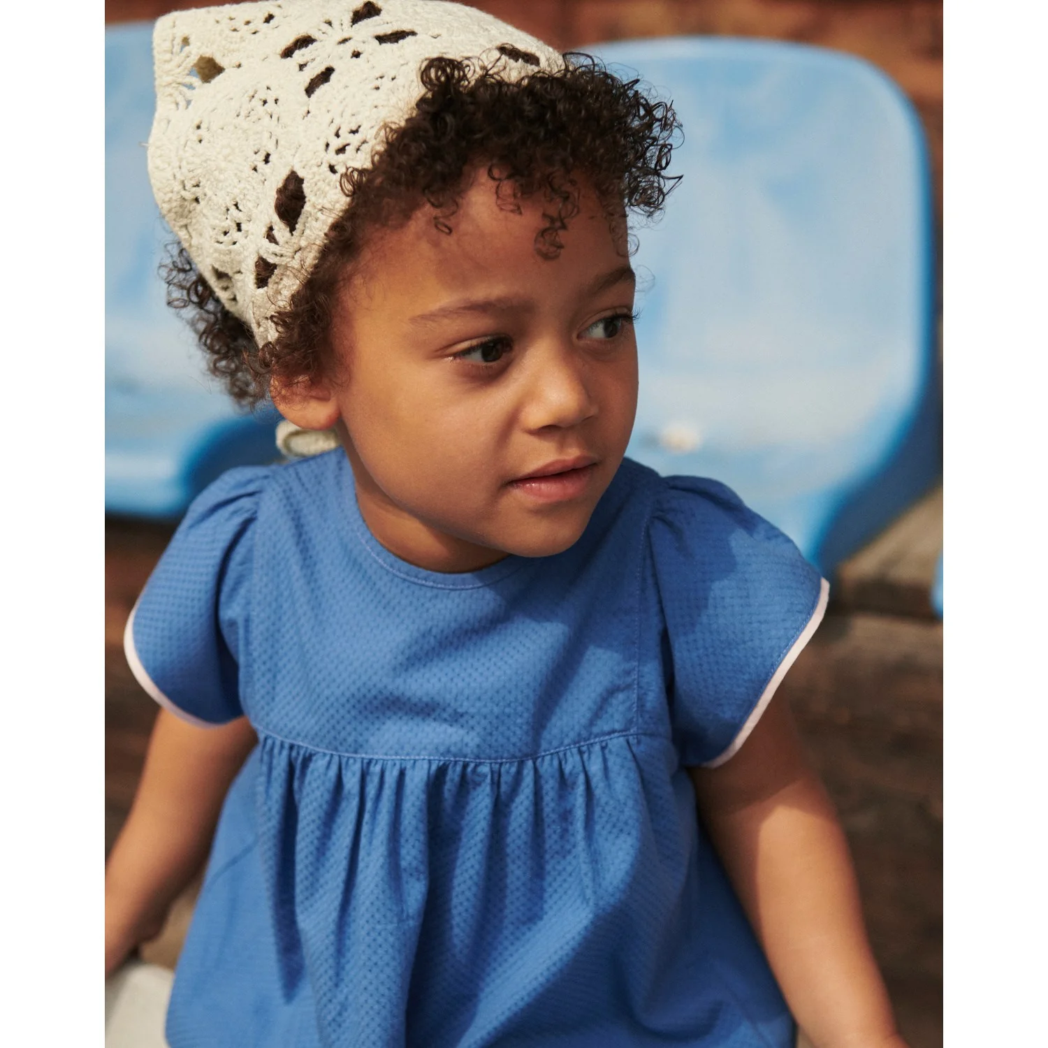 COPENHAGEN COLORS Ocean Blue Comb. Bluse W. Contrast Piping - Image 2