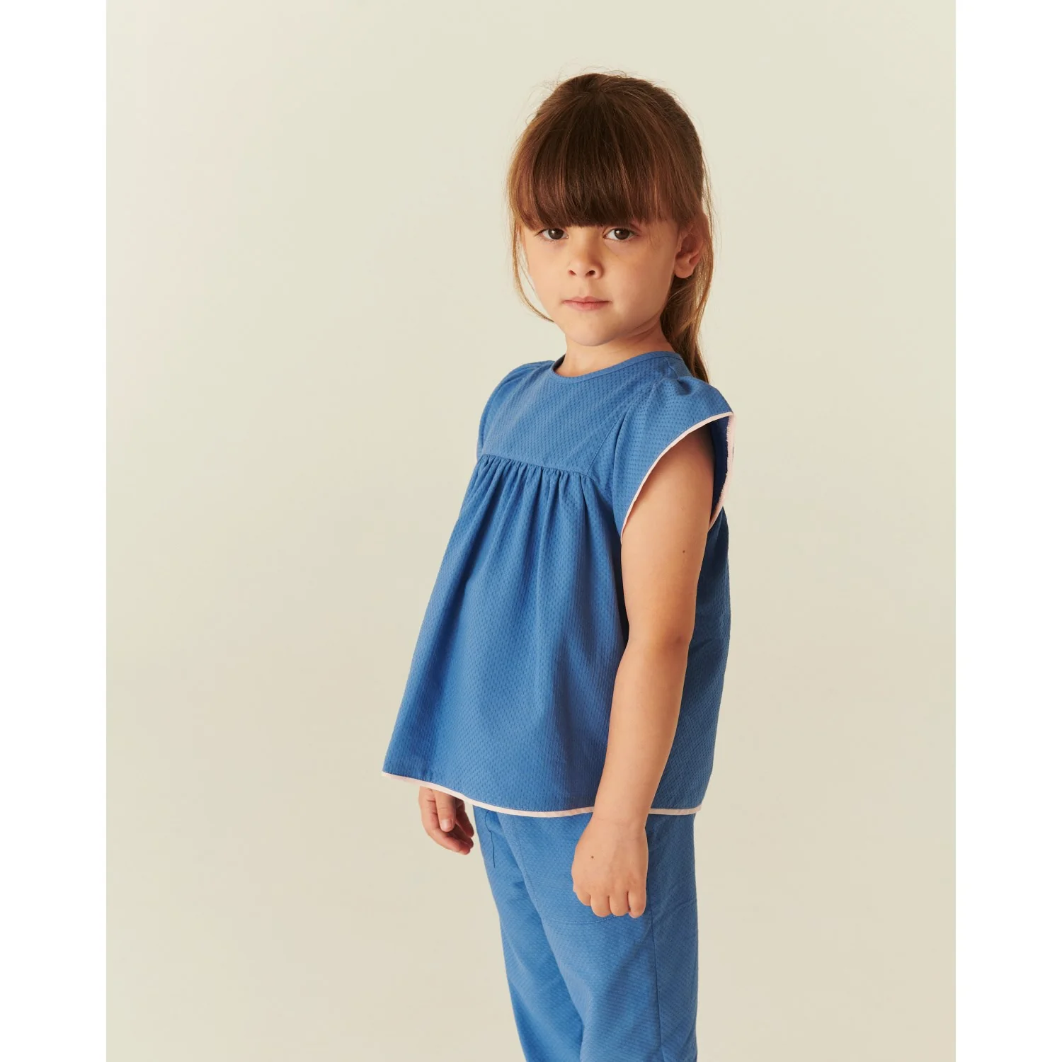 COPENHAGEN COLORS Ocean Blue Comb. Bluse W. Contrast Piping - Image 5
