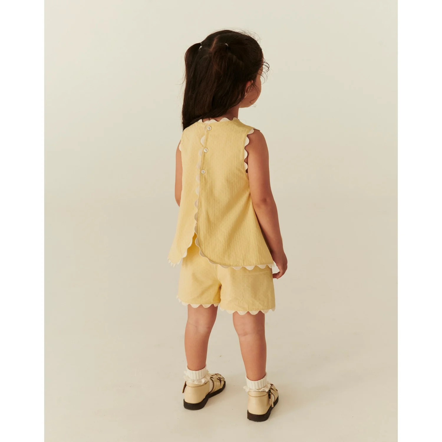 COPENHAGEN COLORS Pale Yellow Comb. Deco Top & Shorts Sæt - Image 5