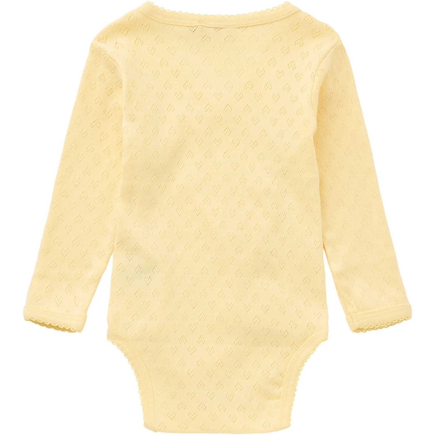 COPENHAGEN COLORS Pale Yellow Pointelle Heart Crossover Body Ls - Image 4