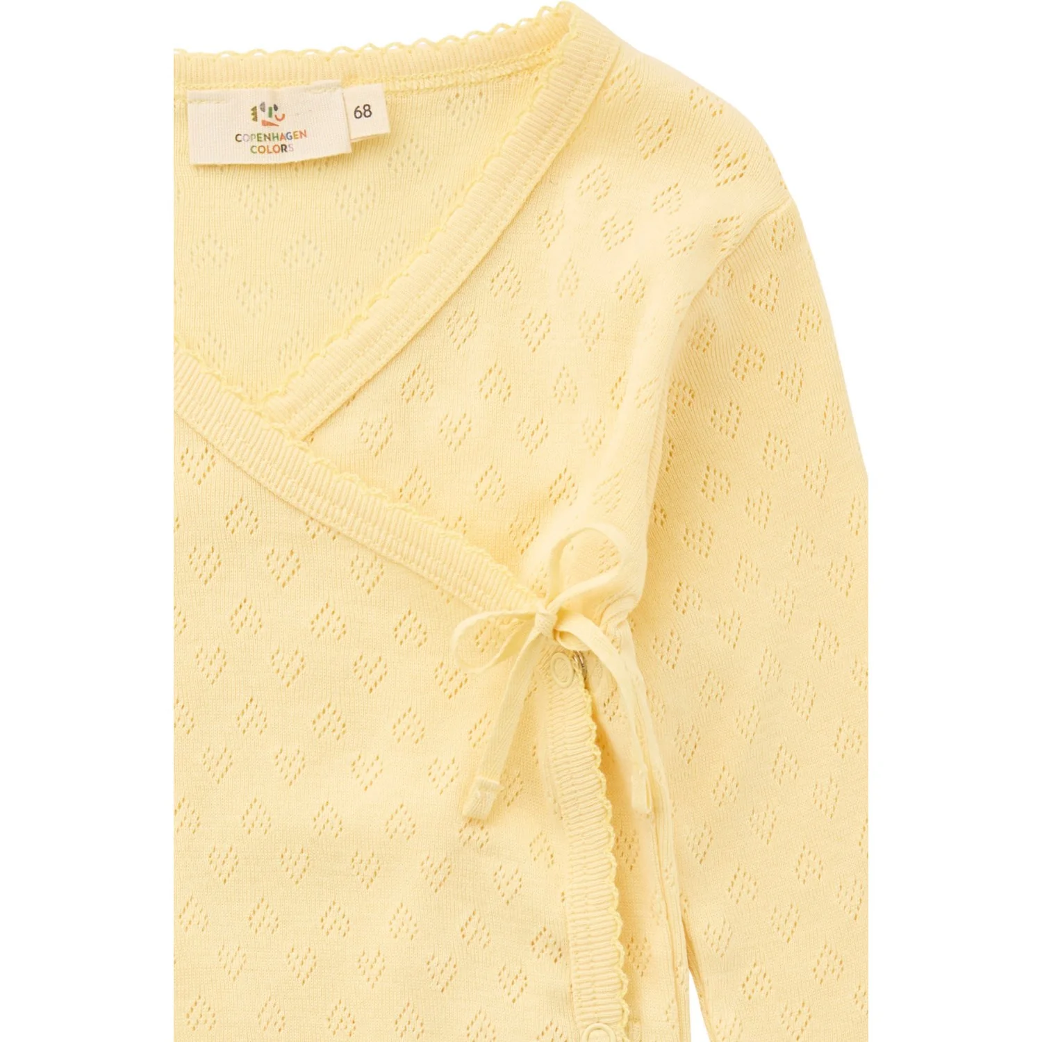 COPENHAGEN COLORS Pale Yellow Pointelle Heart Crossover Body Ls - Image 8