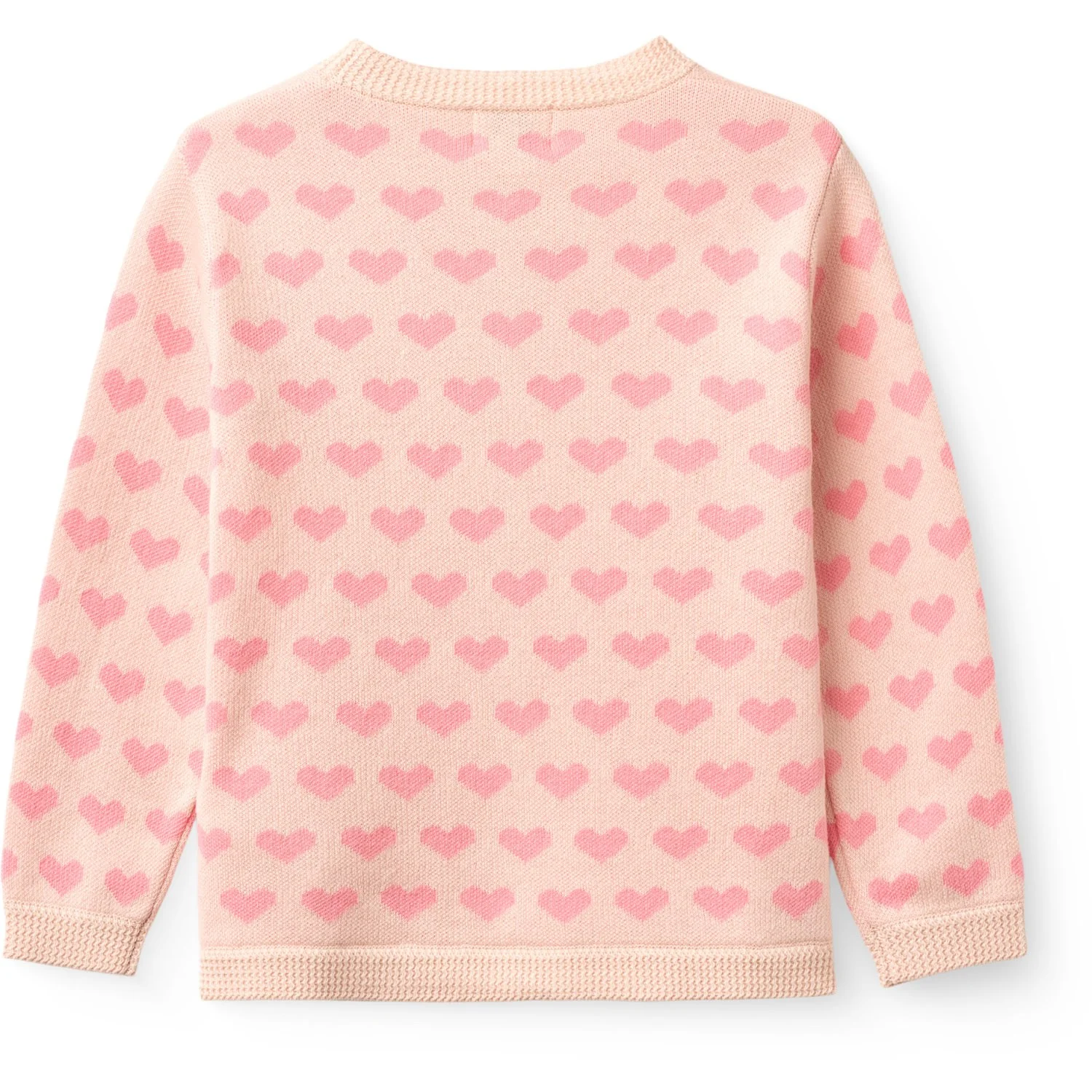 COPENHAGEN COLORS Pink Comb Heart Cardigan W. Crochet Edge - Image 3