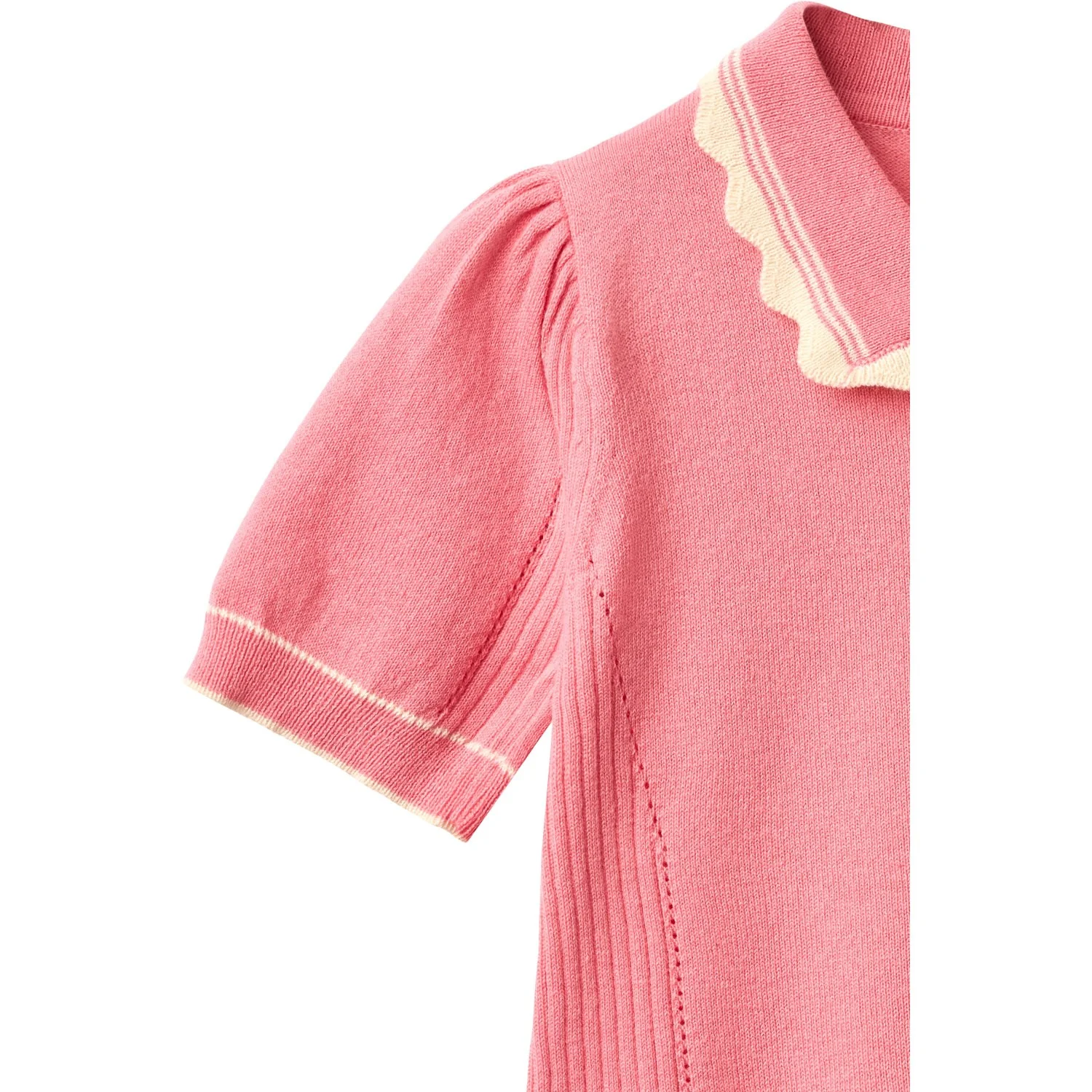 COPENHAGEN COLORS Pink Comb. Strikket Peplum Bluse - Image 2