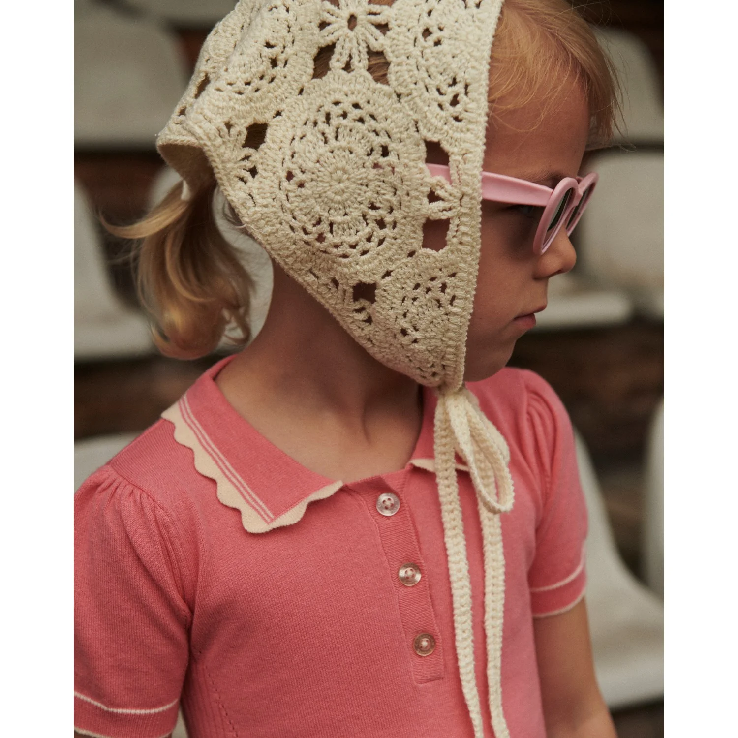 COPENHAGEN COLORS Pink Comb. Strikket Peplum Kjole - Image 3