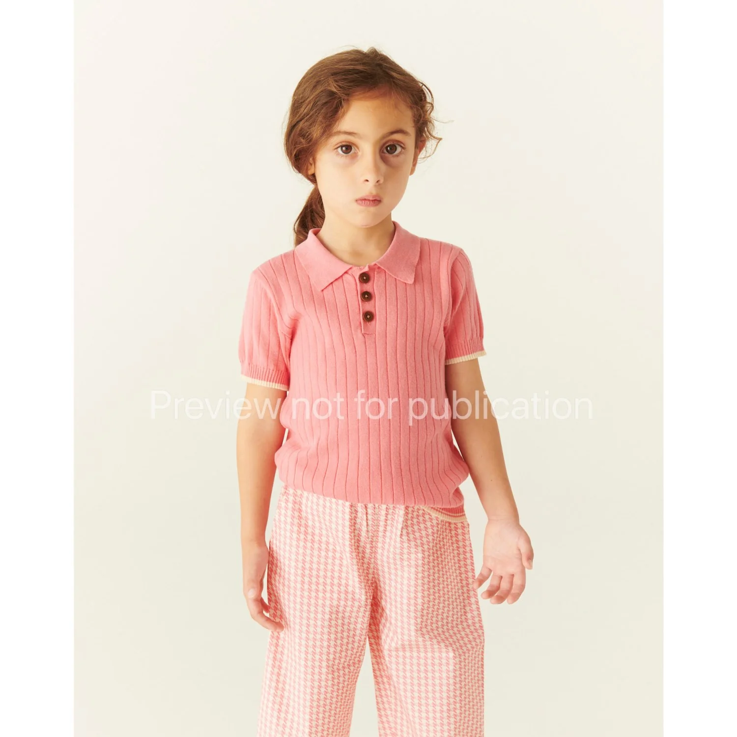 COPENHAGEN COLORS Pink Houndstooth Mini Houndstooth Bukser - Image 2