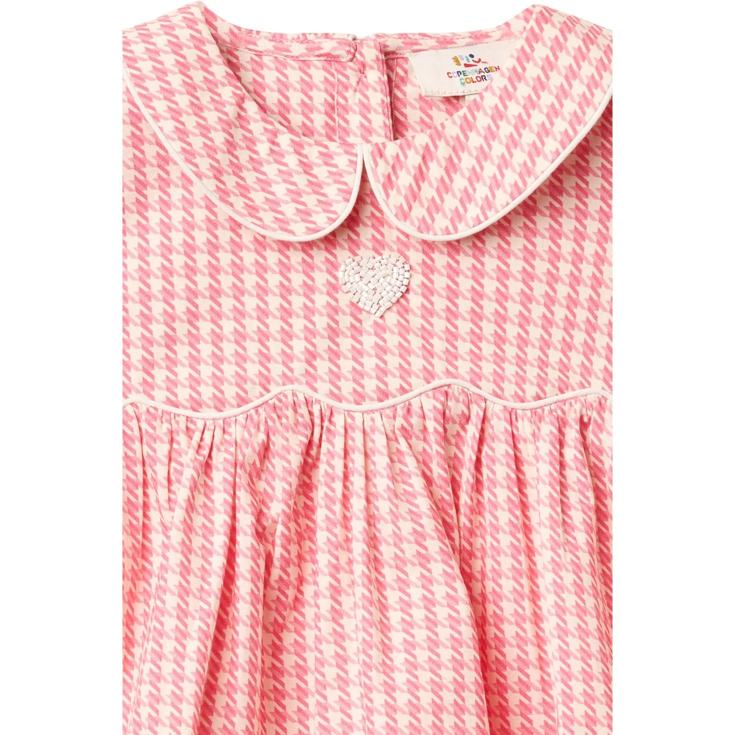 COPENHAGEN COLORS Pink Houndstooth Mini Houndstooth Ss Bluse W. Krave - Image 2