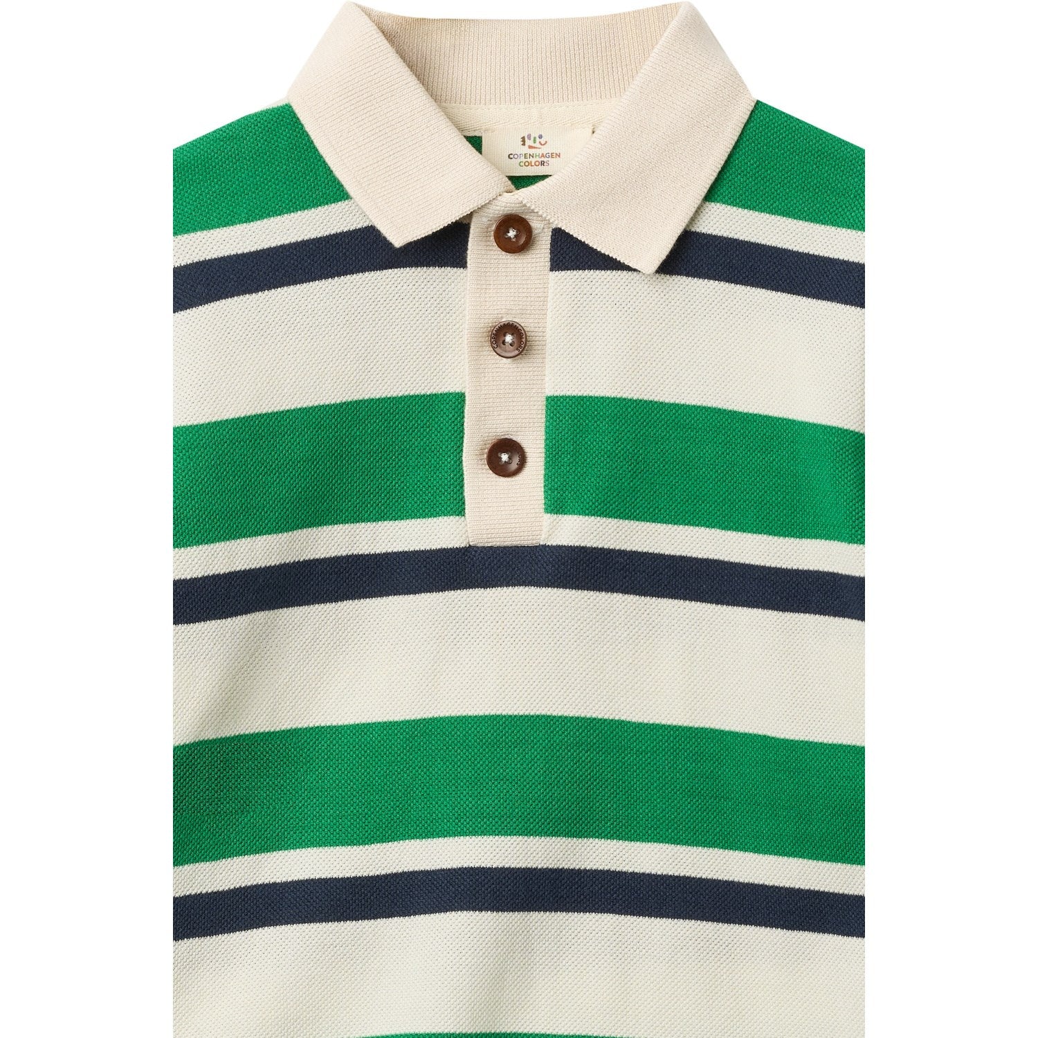 COPENHAGEN COLORS Sharp Green Comb. Striped Pique Polo W. Ls - Image 2