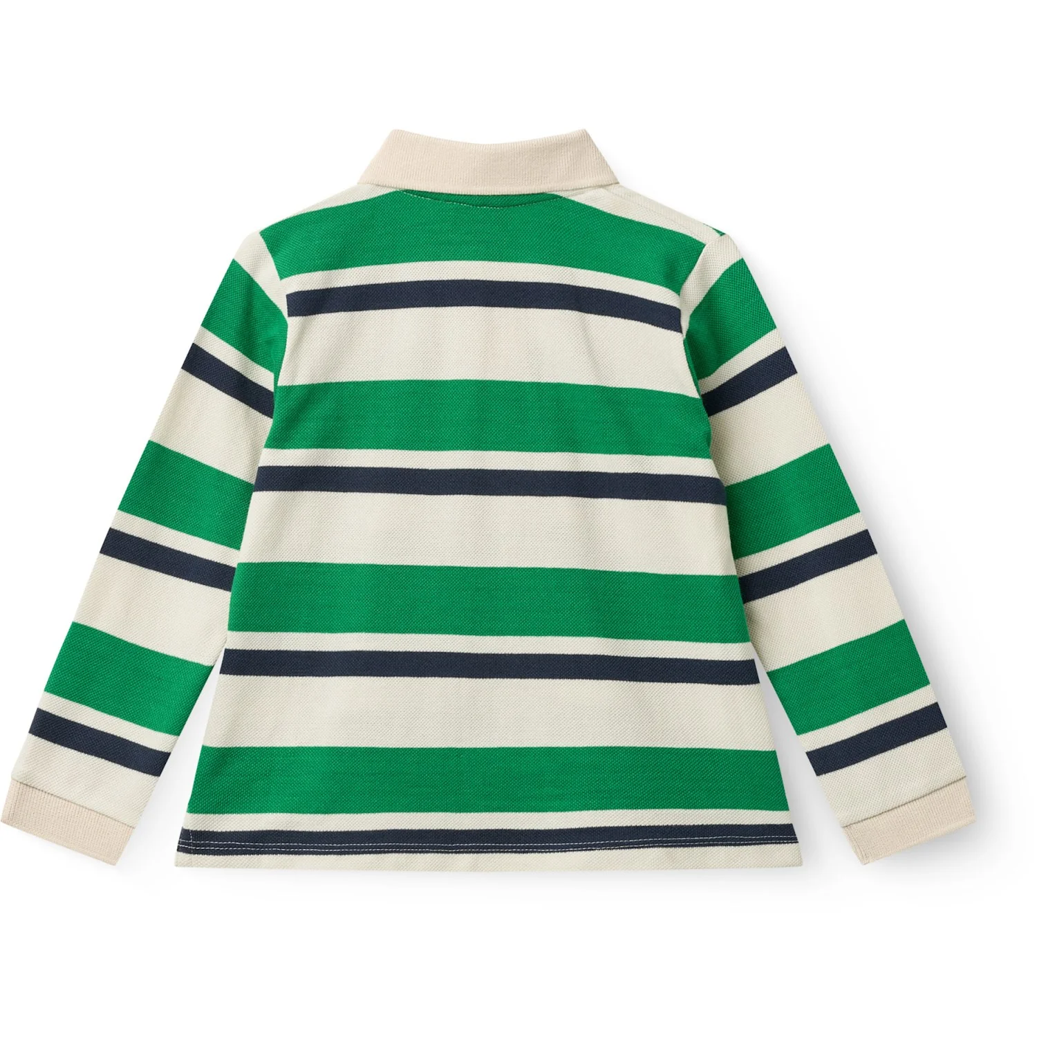 COPENHAGEN COLORS Sharp Green Comb. Striped Pique Polo W. Ls - Image 3