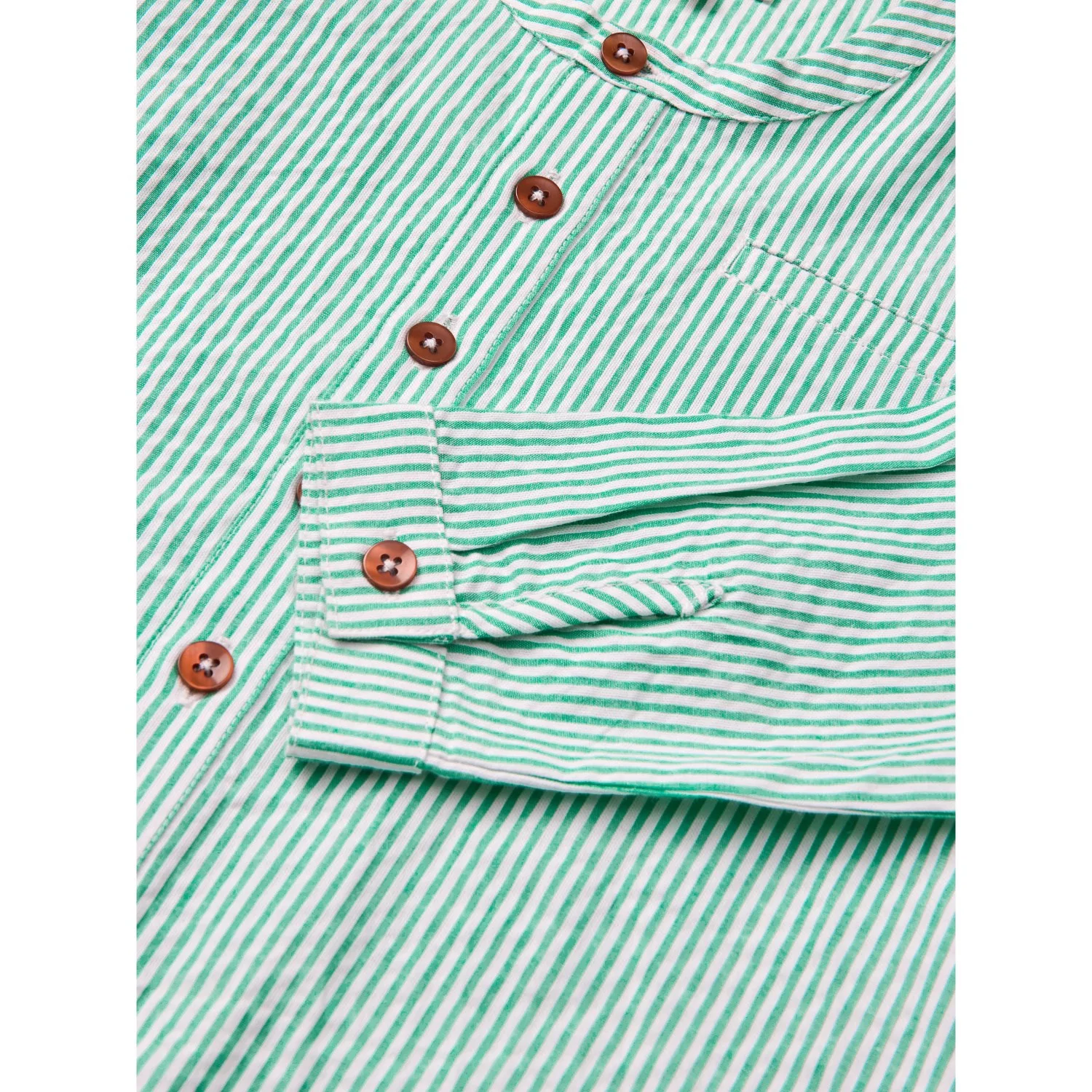 COPENHAGEN COLORS Sharp Green W Cream Stripe Seersucker Skjorte W. Placket - Image 2