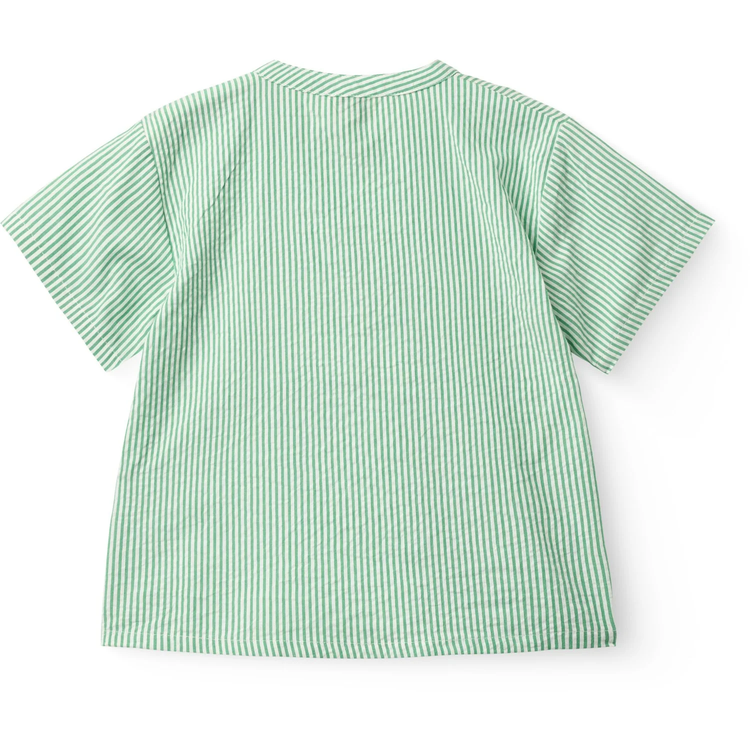 COPENHAGEN COLORS Sharp Green W Cream Stripe Seersucker Ss Bluse - Image 3