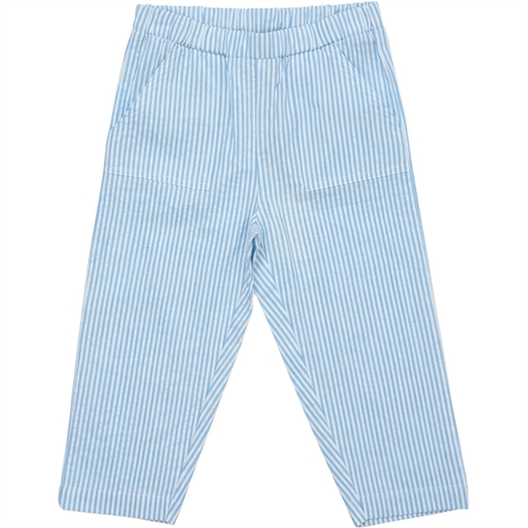 COPENHAGEN COLORS Sky Blue W Cream Stripe Seersucker Bukser