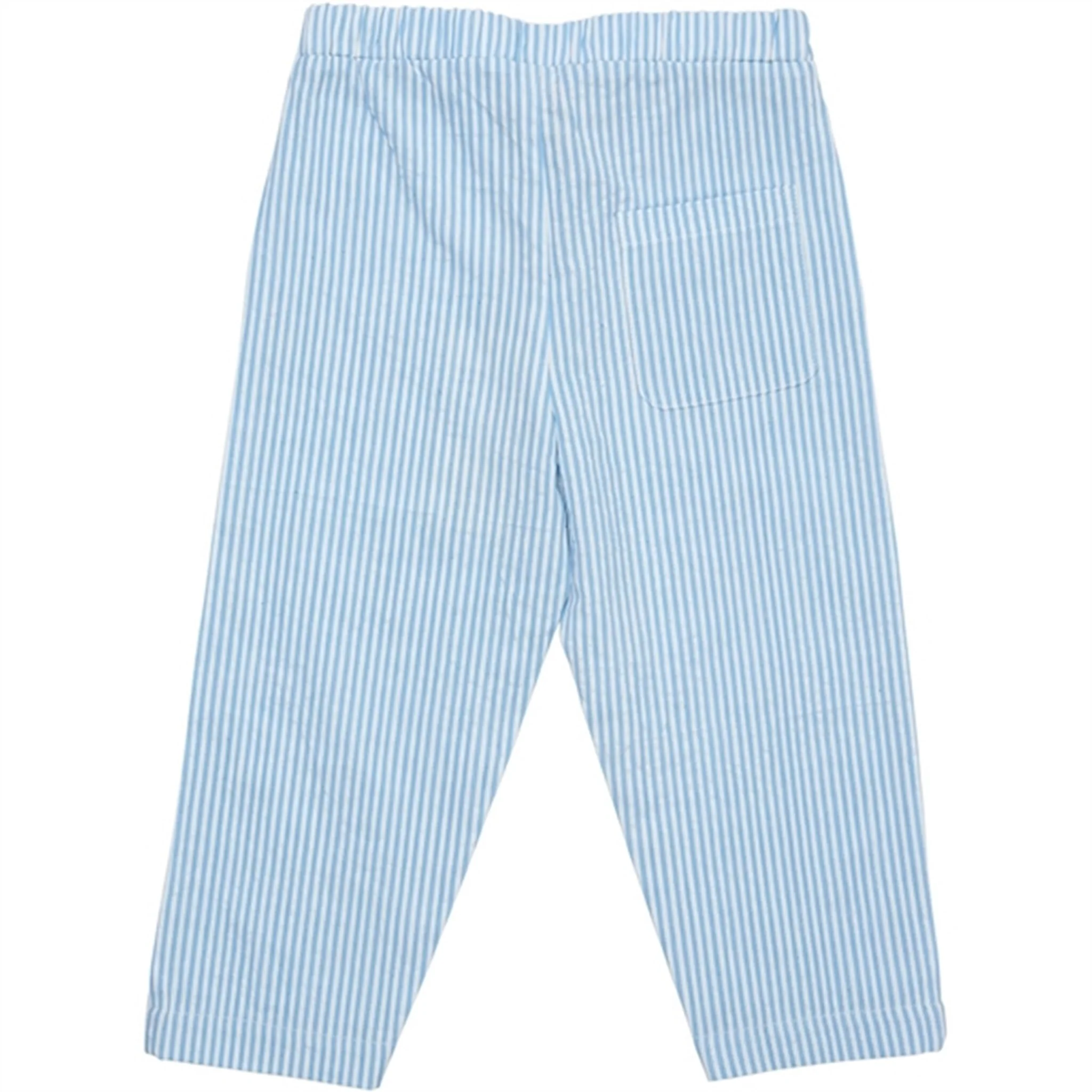 COPENHAGEN COLORS Sky Blue W Cream Stripe Seersucker Bukser - Image 4