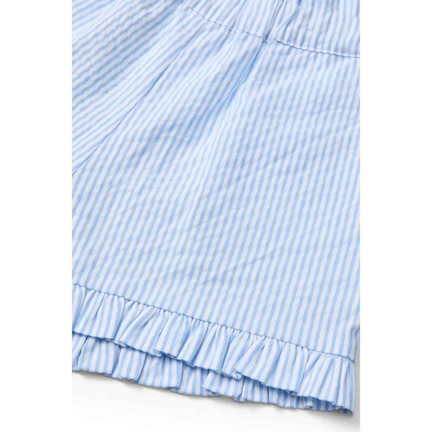 COPENHAGEN COLORS Sky Blue W Cream Stripe Seersucker Girly Shorts - Image 2
