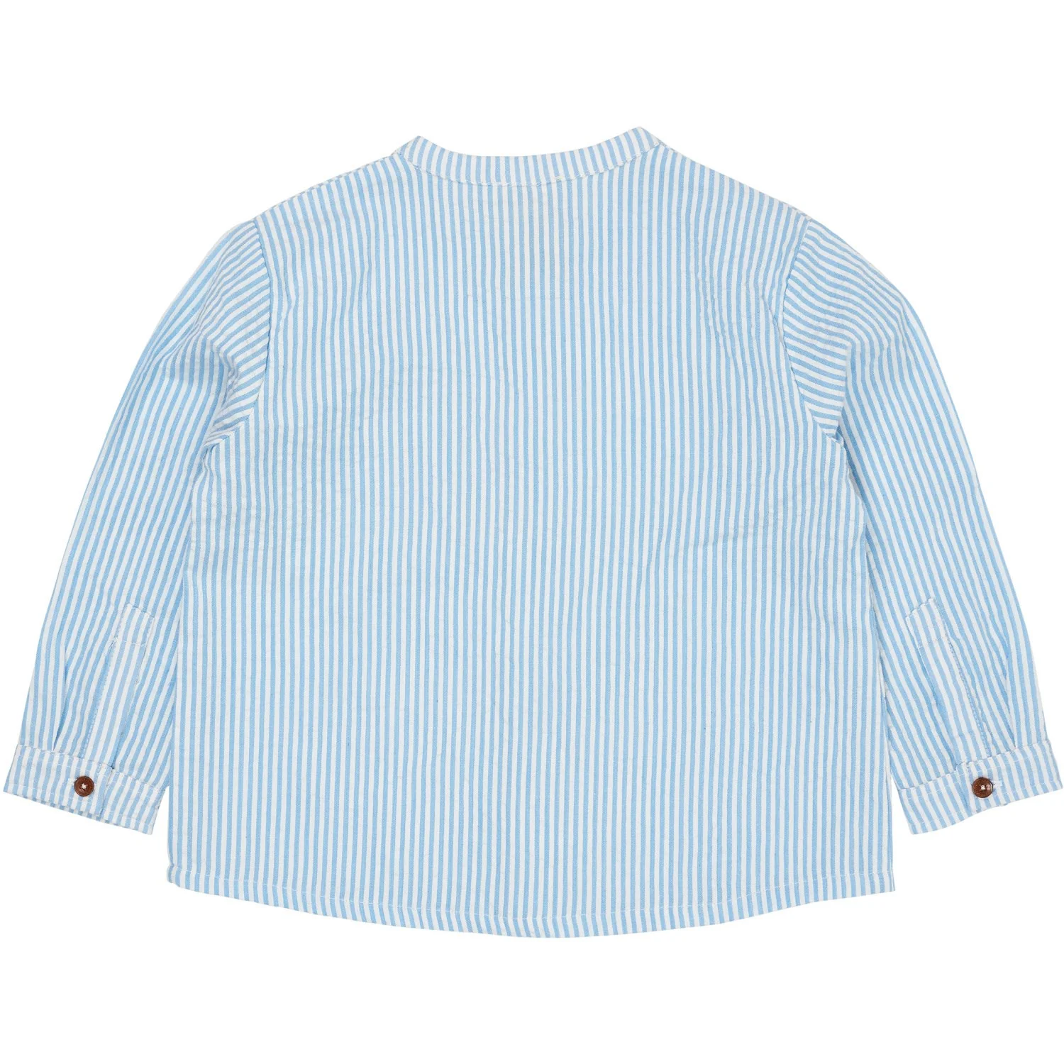 COPENHAGEN COLORS Sky Blue W Cream Stripe Seersucker Skjorte - Image 5