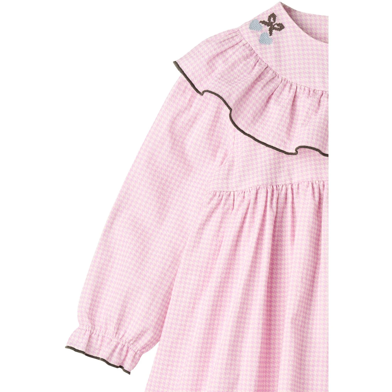 COPENHAGEN COLORS Syringa Comb. Houndstooth Flæse Kjole W. Embroidery - Image 8