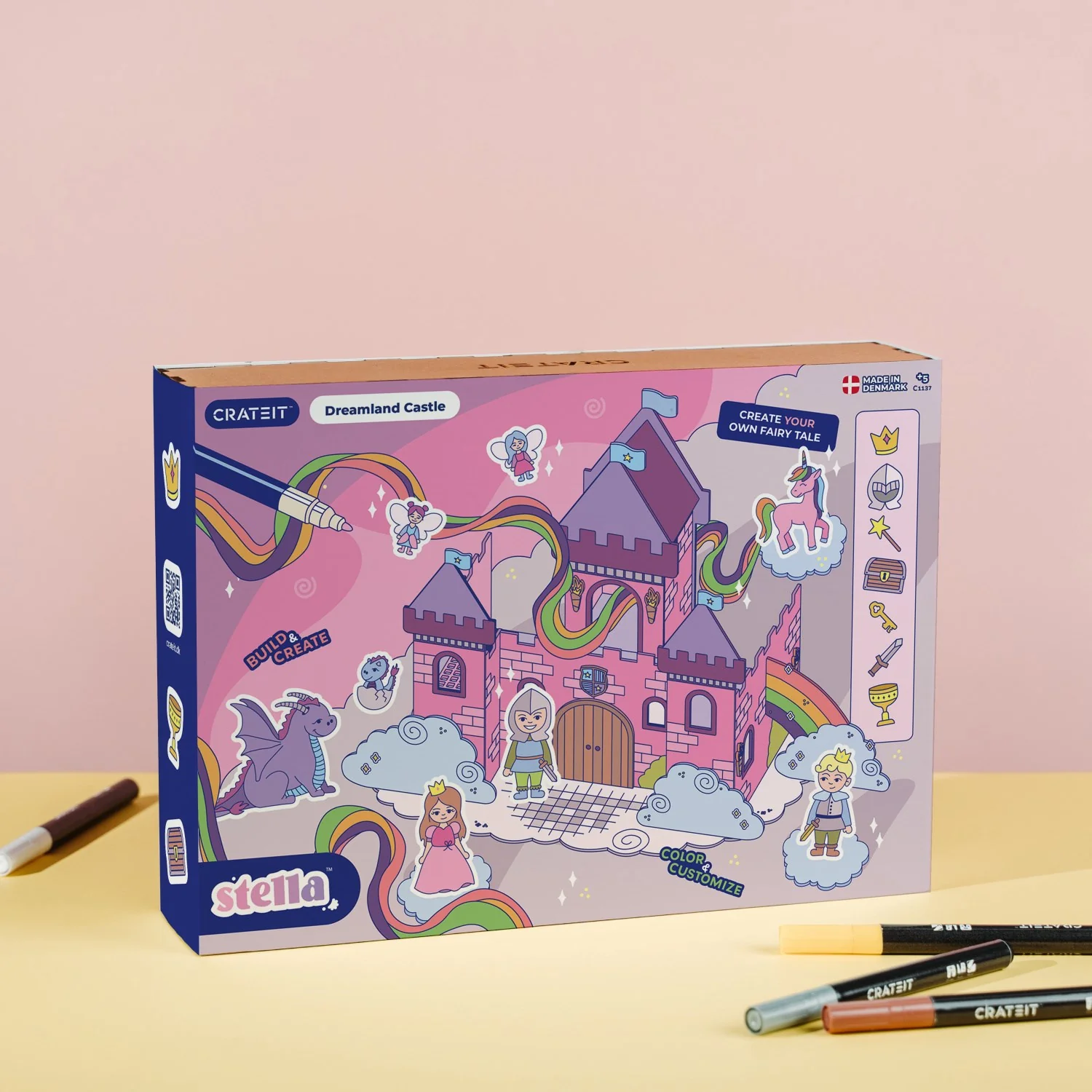 Crateit Unicorn Wooden Legetøj Dreamland Castle