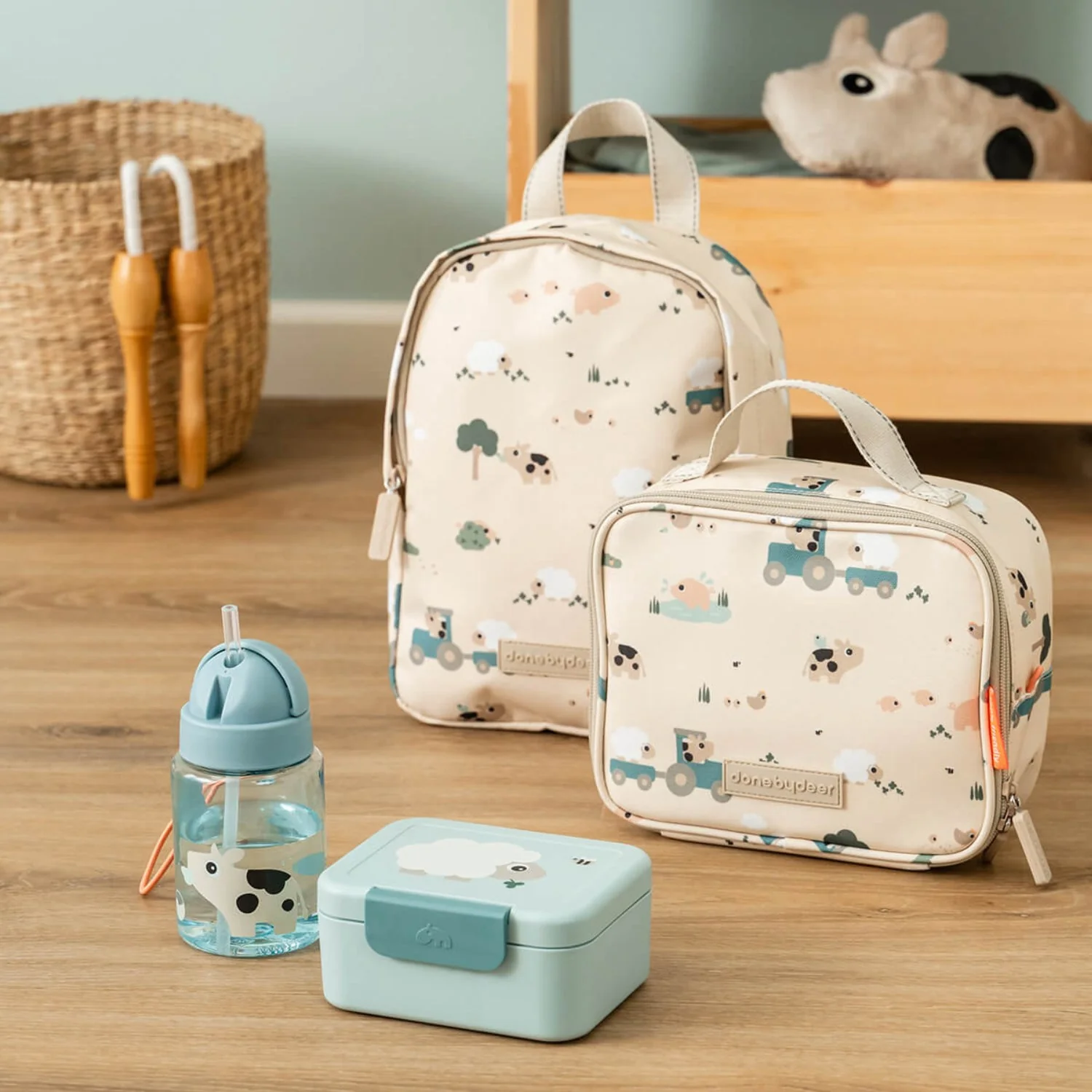 DonebyDeer Blue Tiny Farm Tiny Madkasse Med Snack Picks - Image 4