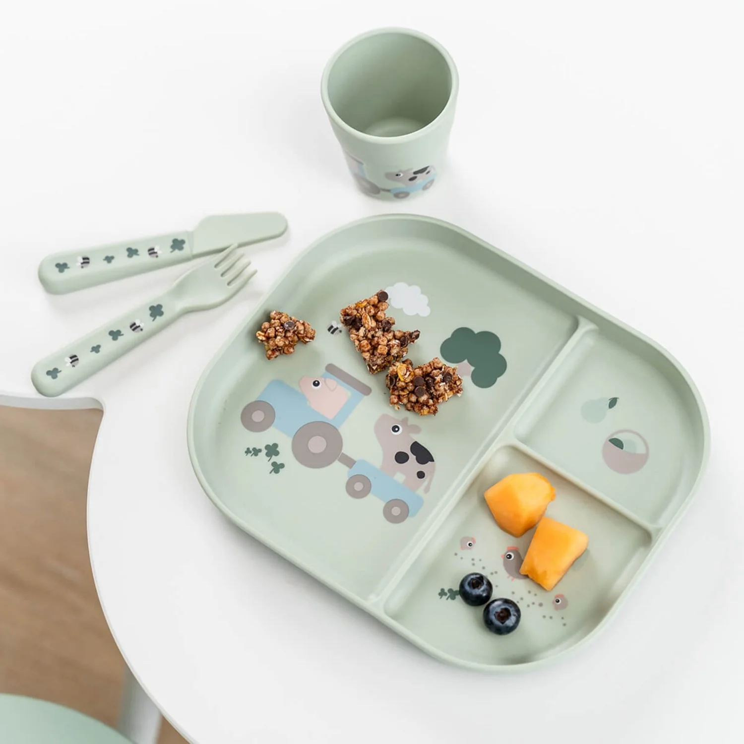 DonebyDeer Green Foodie Spisesæt Med Sugekop Tiny Farm - Image 5