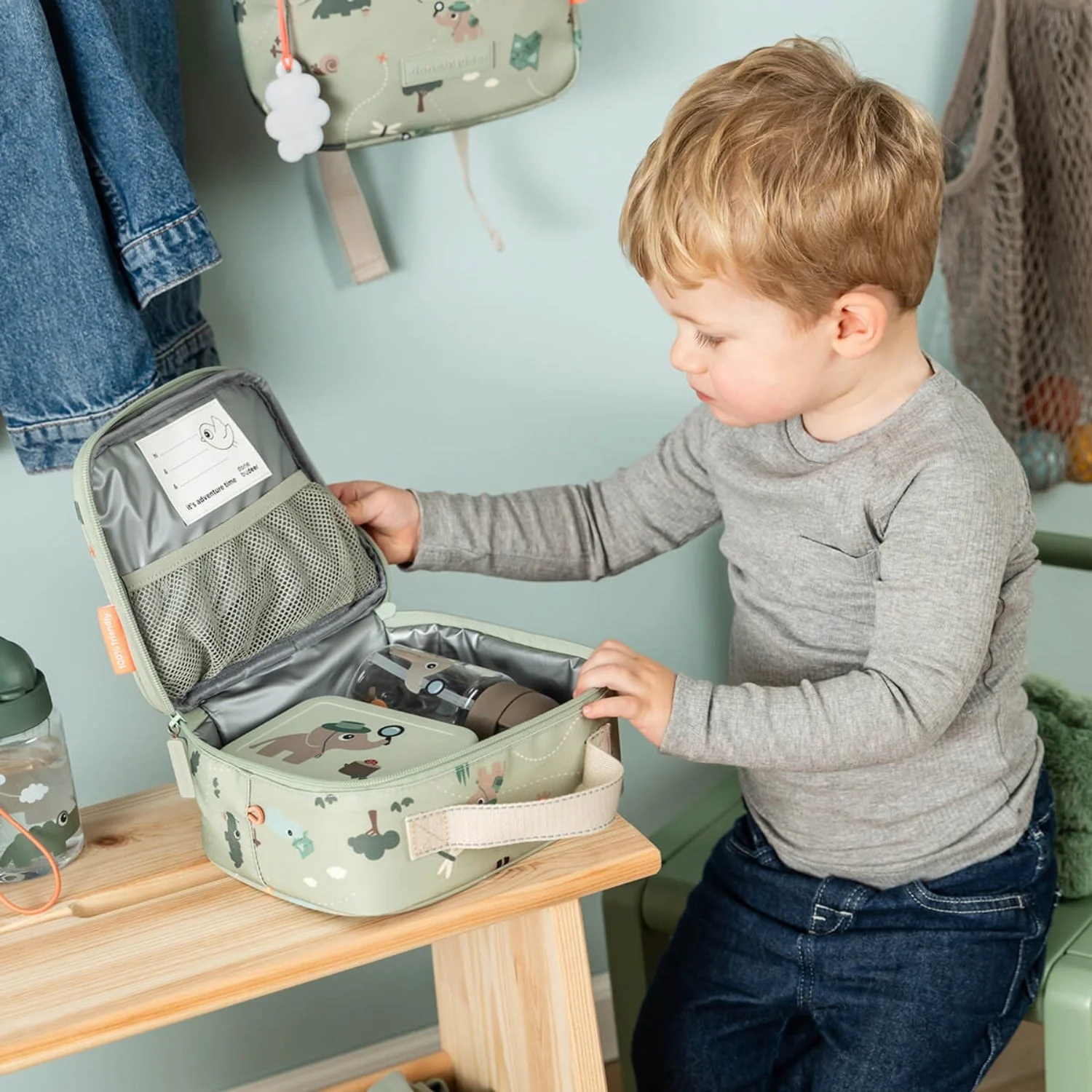 DonebyDeer Green Tiny Trails Tiny Insulated Frokost Taske - Image 2